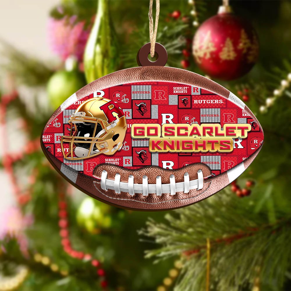 Alternative view of Rutgers Scarlet Knights Wooden Ornament 2024 Version, Christmas Ornament For Football Fan, Hanging Decor ETHY-53500