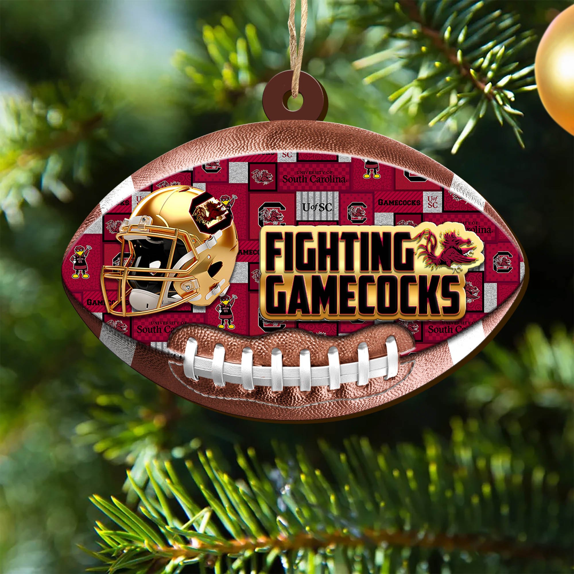 South Carolina Gamecocks Wooden Ornament 2024 Version, Christmas Ornament For Football Fan, Hanging Decor ETHY-53500