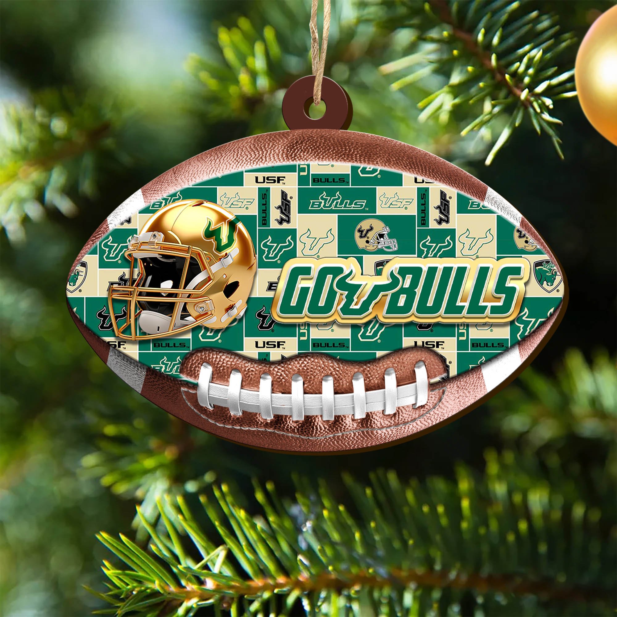 South Florida Bulls Wooden Ornament 2024 Version, Christmas Ornament For Football Fan, Hanging Decor ETHY-53500