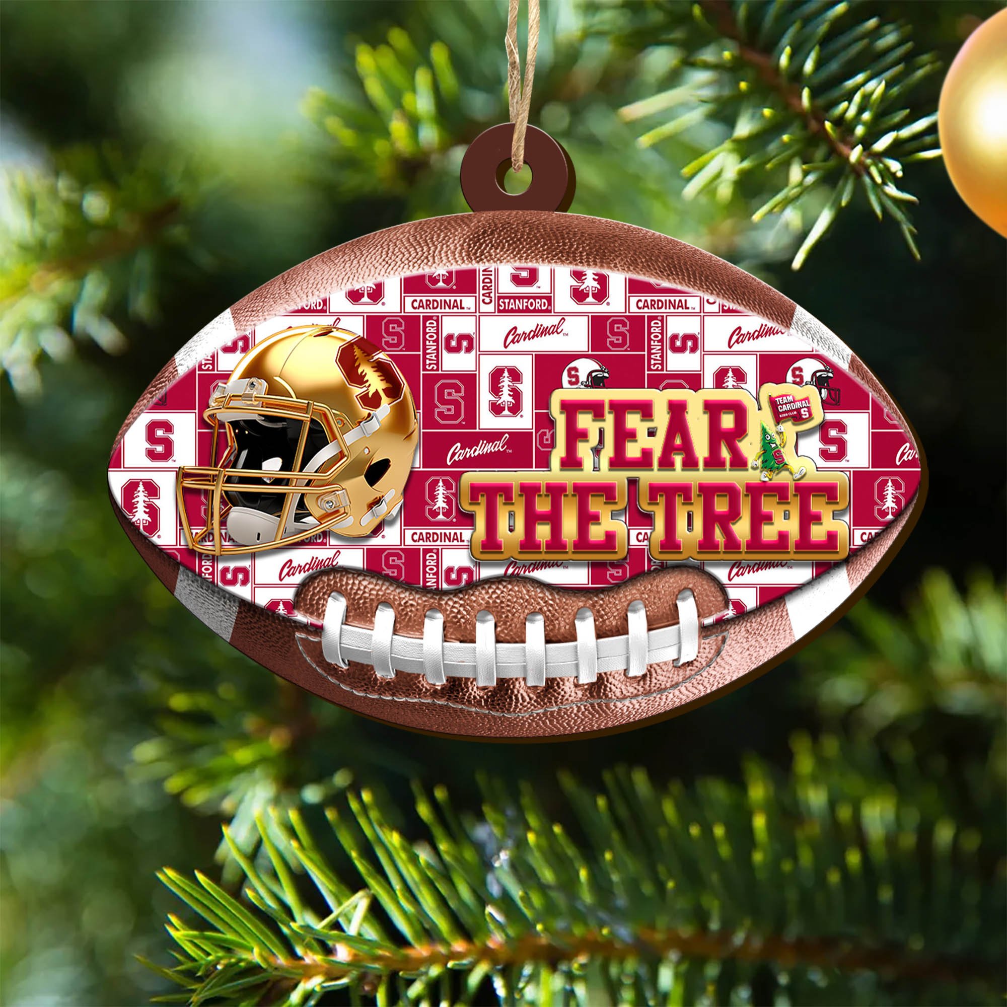 Stanford Cardinal Wooden Ornament 2024 Version, Christmas Ornament For Football Fan, Hanging Decor ETHY-53500