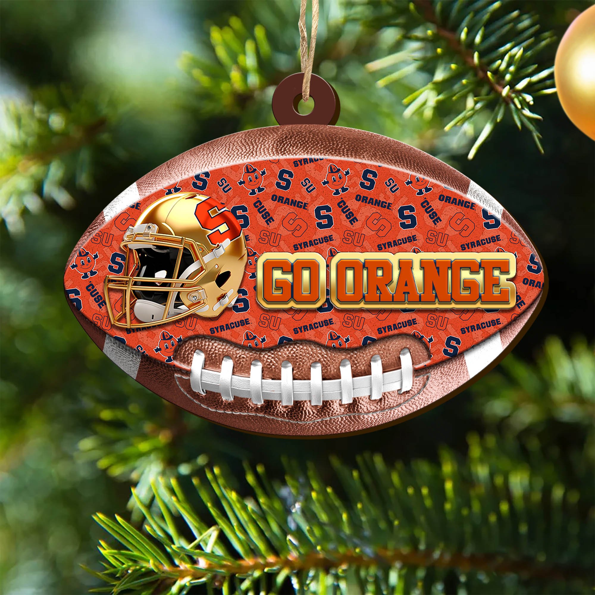Syracuse Orange Wooden Ornament 2024 Version, Christmas Ornament For Football Fan, Hanging Decor ETHY-53500