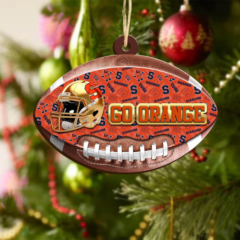 Alternative view of Syracuse Orange Wooden Ornament 2024 Version, Christmas Ornament For Football Fan, Hanging Decor ETHY-53500