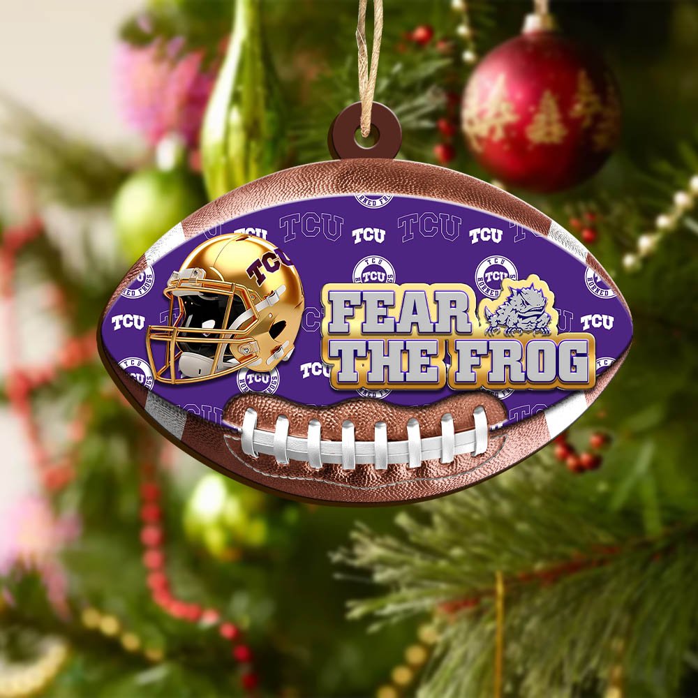 Alternative view of TCU Horned Frogs Wooden Ornament 2024 Version, Christmas Ornament For Football Fan, Hanging Decor ETHY-53500