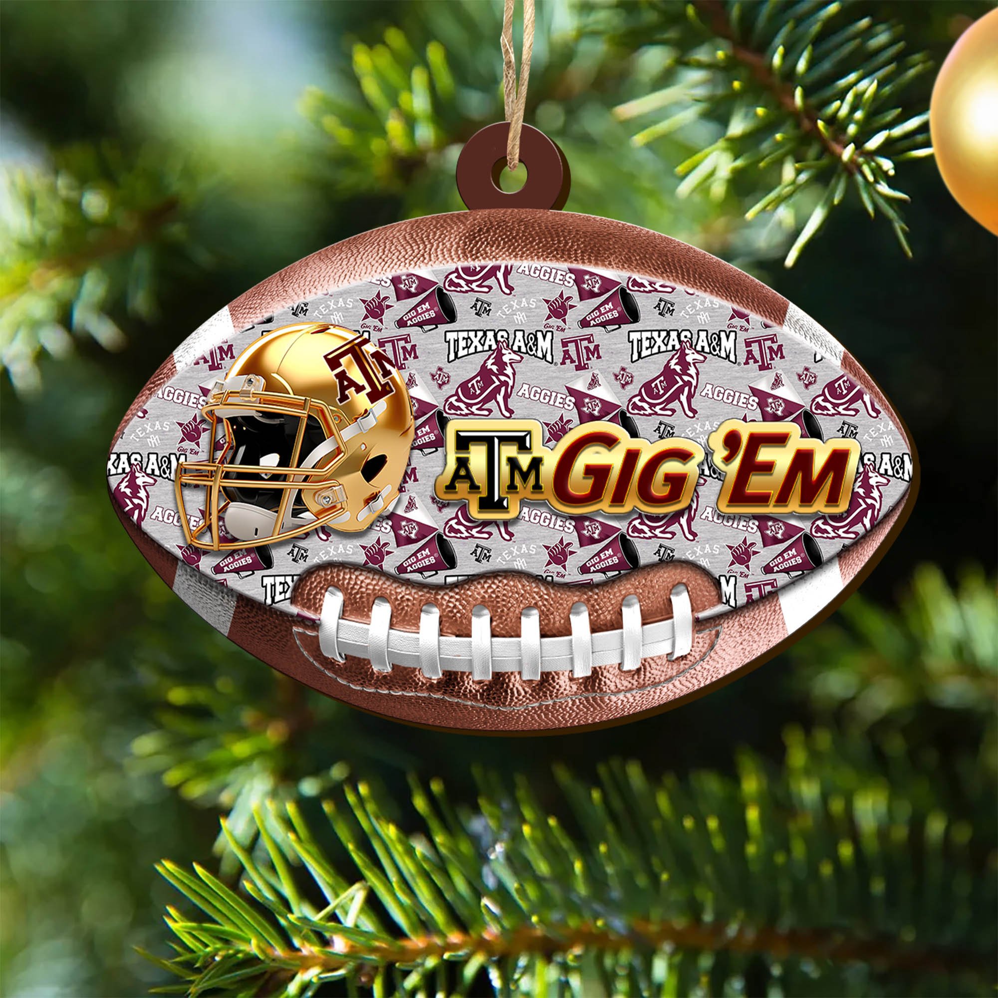 Texas A&M Aggies Wooden Ornament 2024 Version, Christmas Ornament For Football Fan, Hanging Decor ETHY-53500