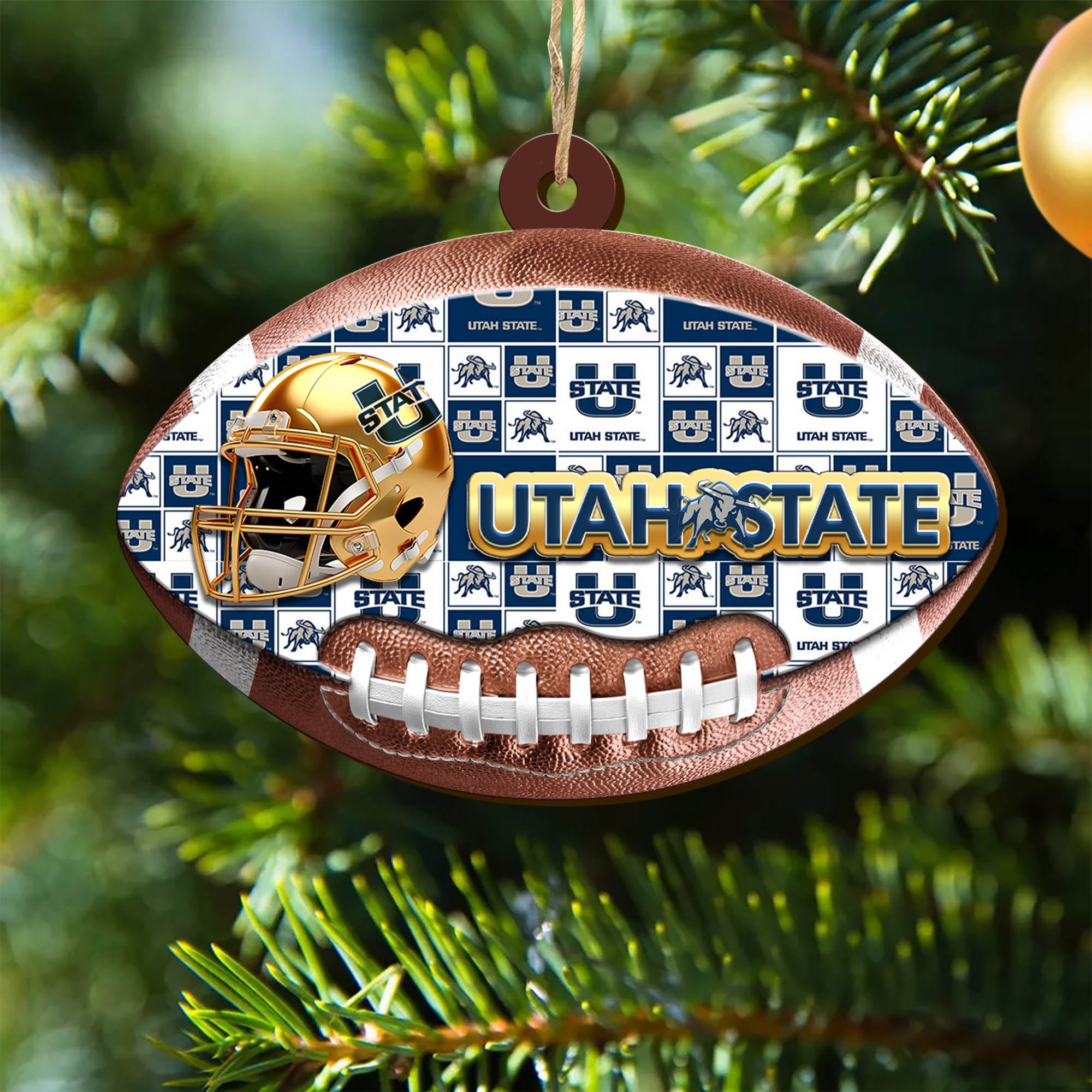 Utah State Aggies Wooden Ornament 2024 Version, Christmas Ornament For Football Fan, Hanging Decor ETHY-53500