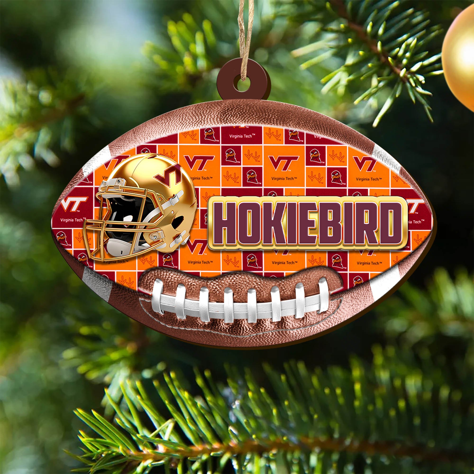 Virginia Tech Hokies Wooden Ornament 2024 Version, Christmas Ornament For Football Fan, Hanging Decor ETHY-53500