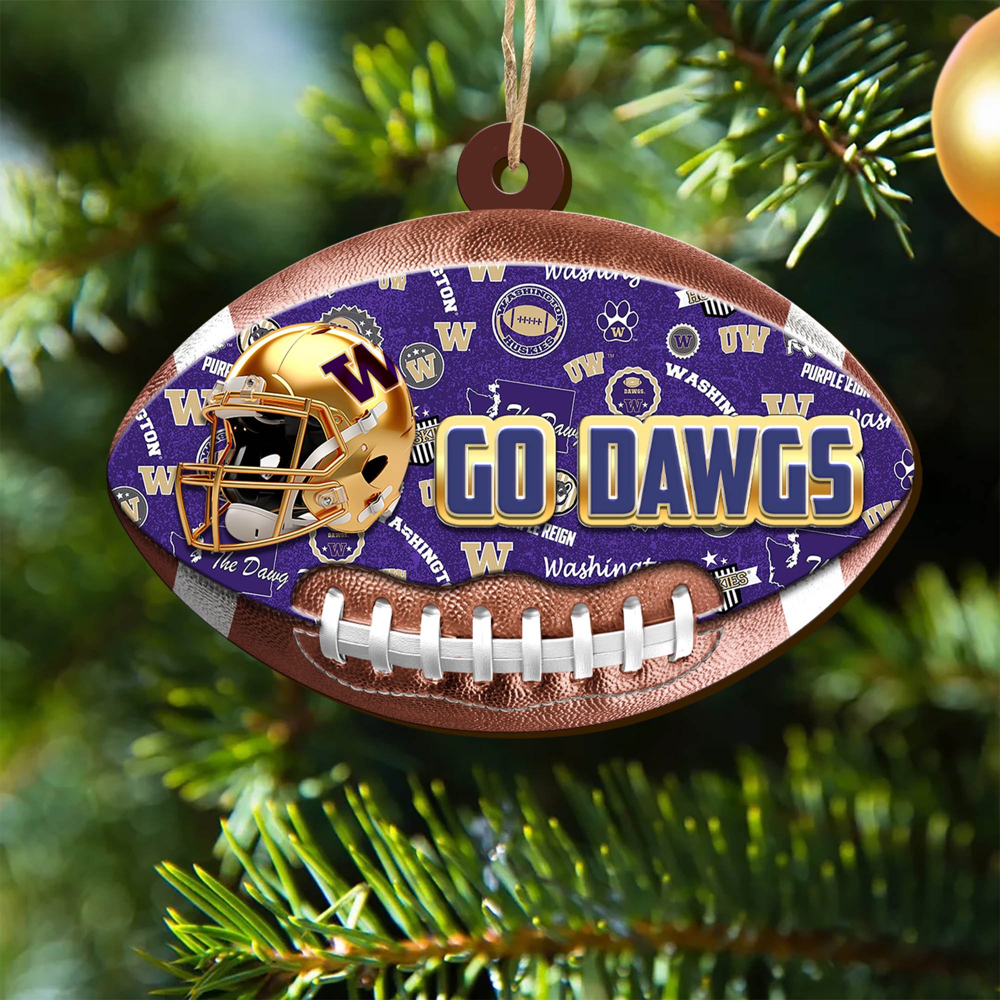 Washington Huskies Wooden Ornament 2024 Version, Christmas Ornament For Football Fan, Hanging Decor ETHY-53500