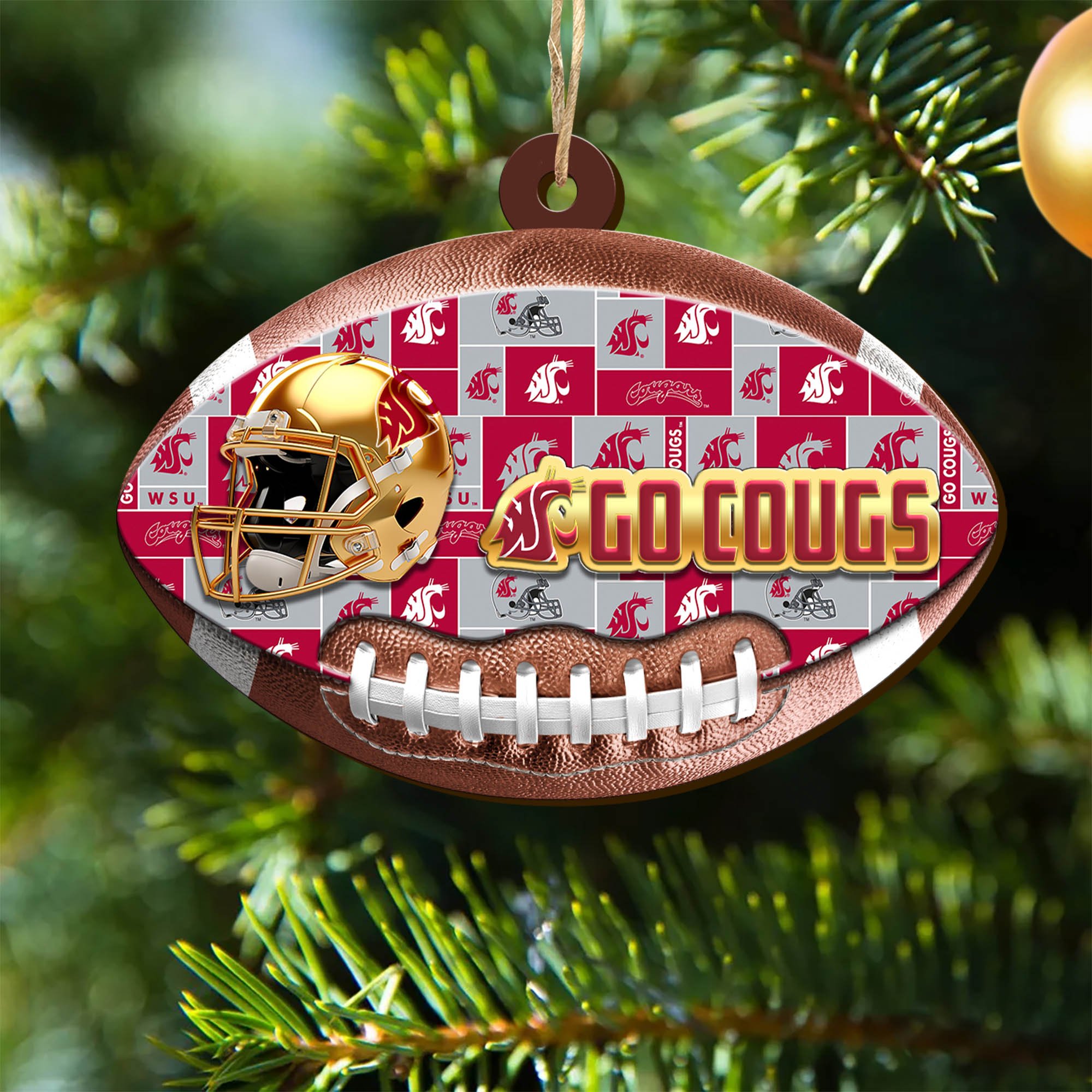 Washington State Cougars Wooden Ornament 2024 Version, Christmas Ornament For Football Fan, Hanging Decor ETHY-53500