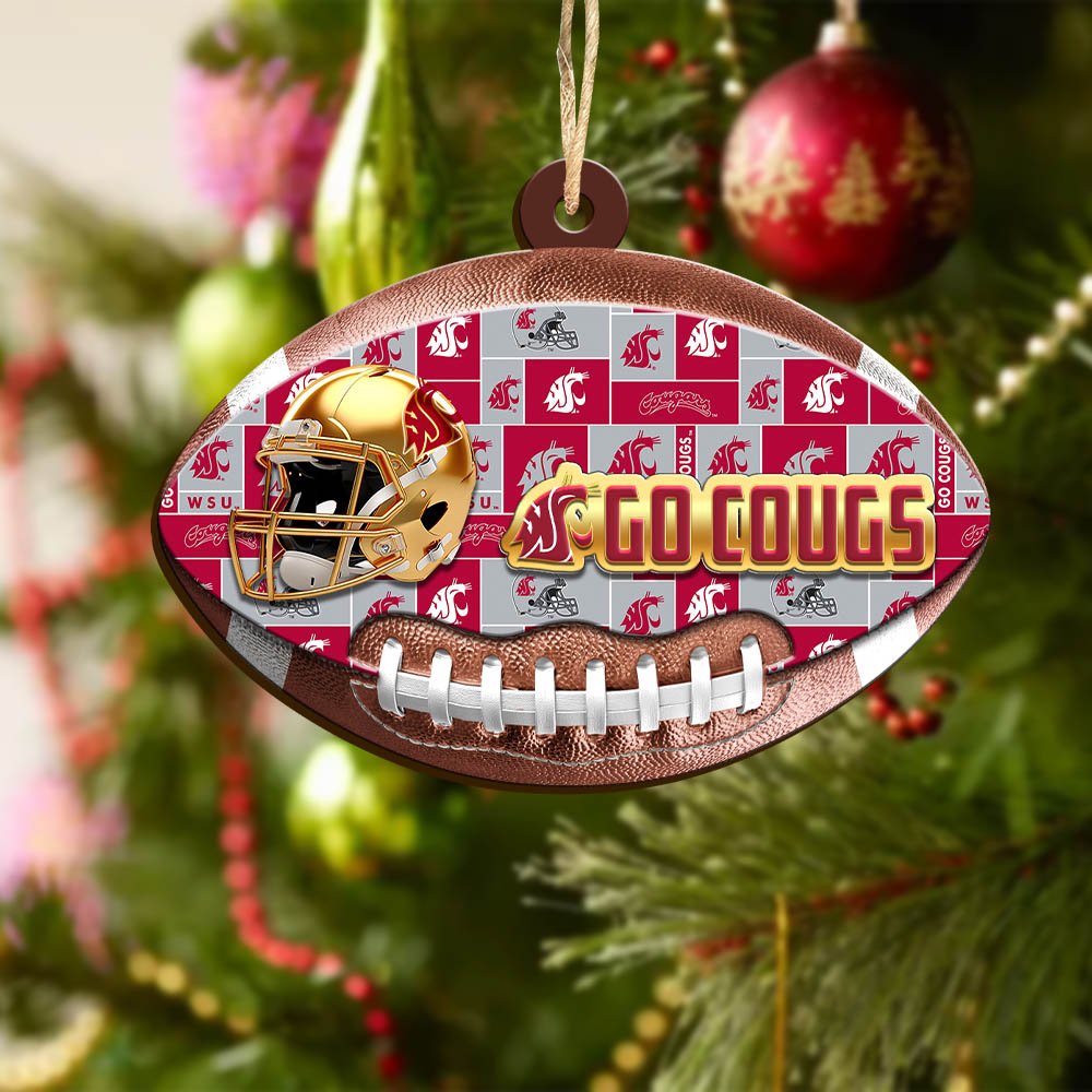 Alternative view of Washington State Cougars Wooden Ornament 2024 Version, Christmas Ornament For Football Fan, Hanging Decor ETHY-53500