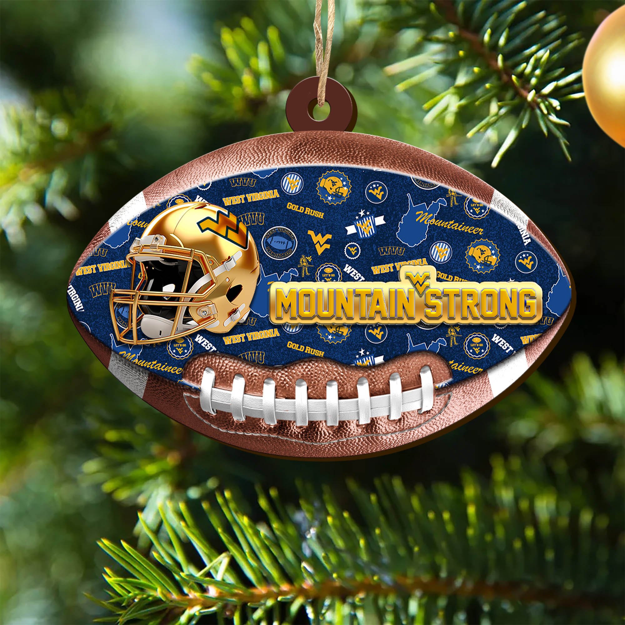West Virginia Mountaineers Wooden Ornament 2024 Version, Christmas Ornament For Football Fan, Hanging Decor ETHY-53500