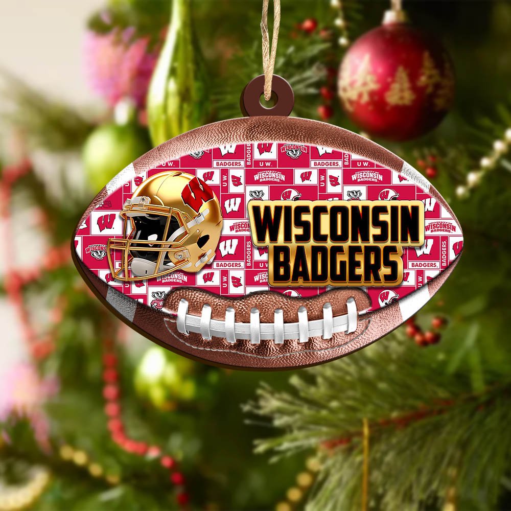 Alternative view of Wisconsin Badgers Wooden Ornament 2024 Version, Christmas Ornament For Football Fan, Hanging Decor ETHY-53500