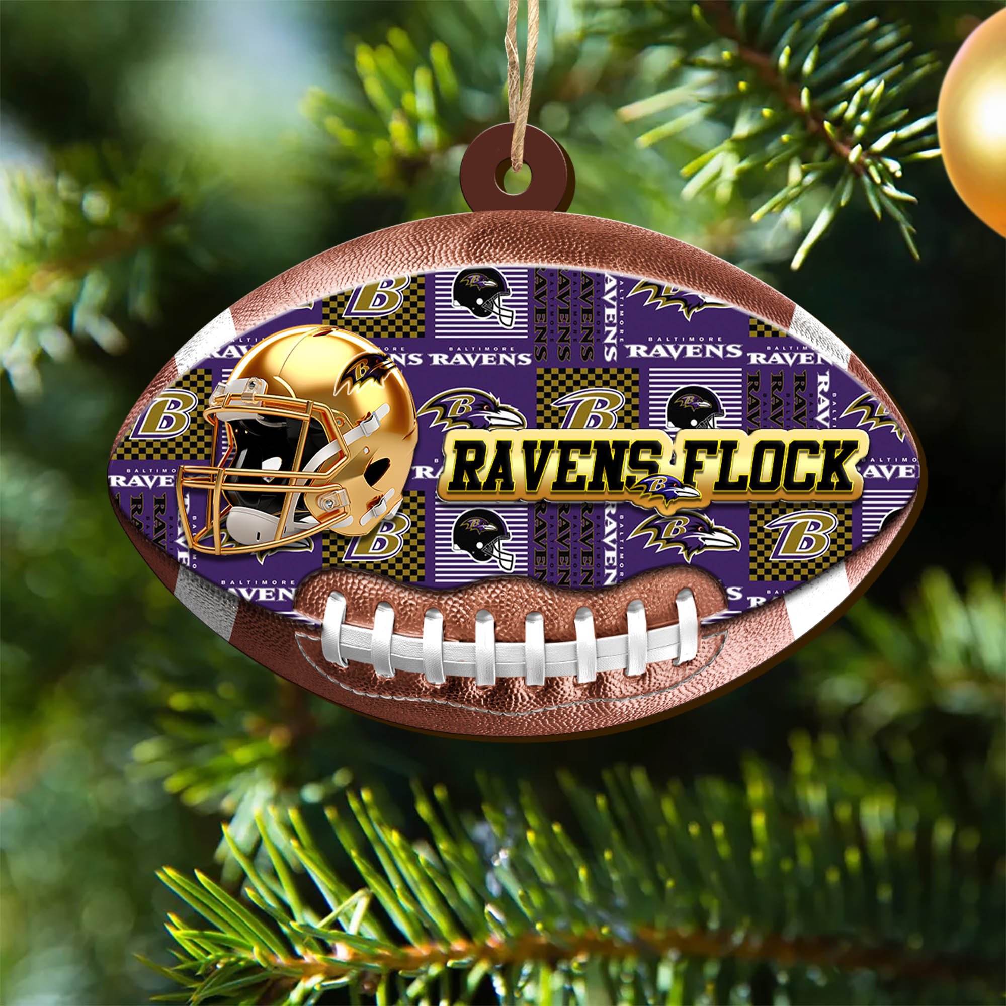 Baltimore Ravens Wooden Ornament 2024 Version, Christmas Ornament For Football Fan, Hanging Decor ETHY-53500