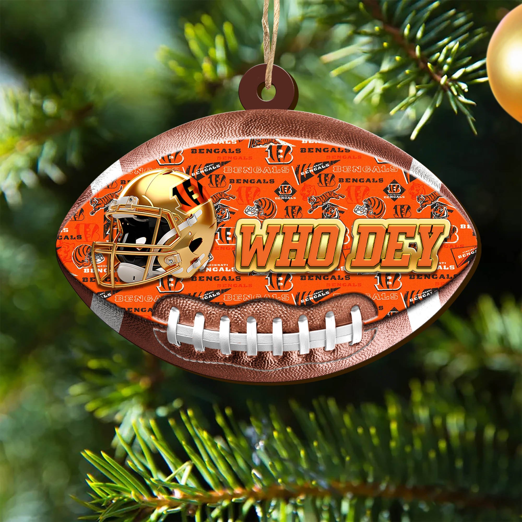 Cincinnati Bengals Wooden Ornament 2024 Version, Christmas Ornament For Football Fan, Hanging Decor ETHY-53500