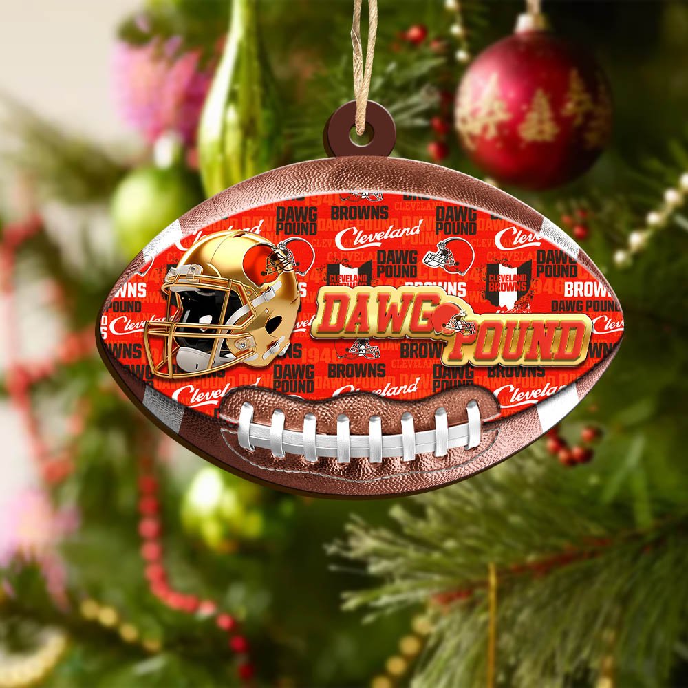Alternative view of Cleveland Browns Wooden Ornament 2024 Version, Christmas Ornament For Football Fan, Hanging Decor ETHY-53500