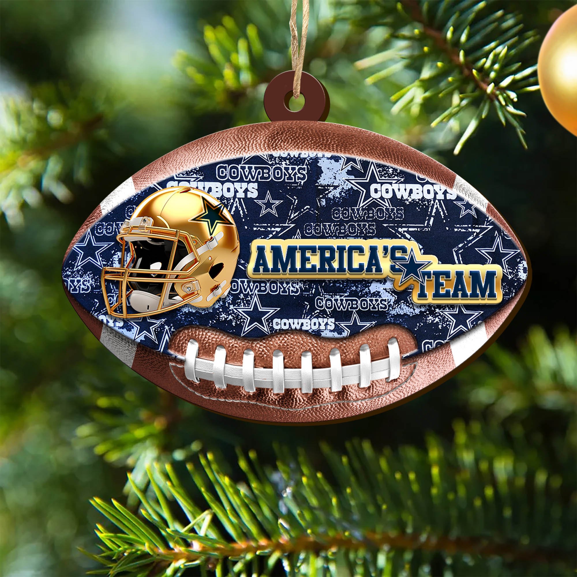 Dallas Cowboys Wooden Ornament 2024 Version, Christmas Ornament For Football Fan, Hanging Decor ETHY-53500
