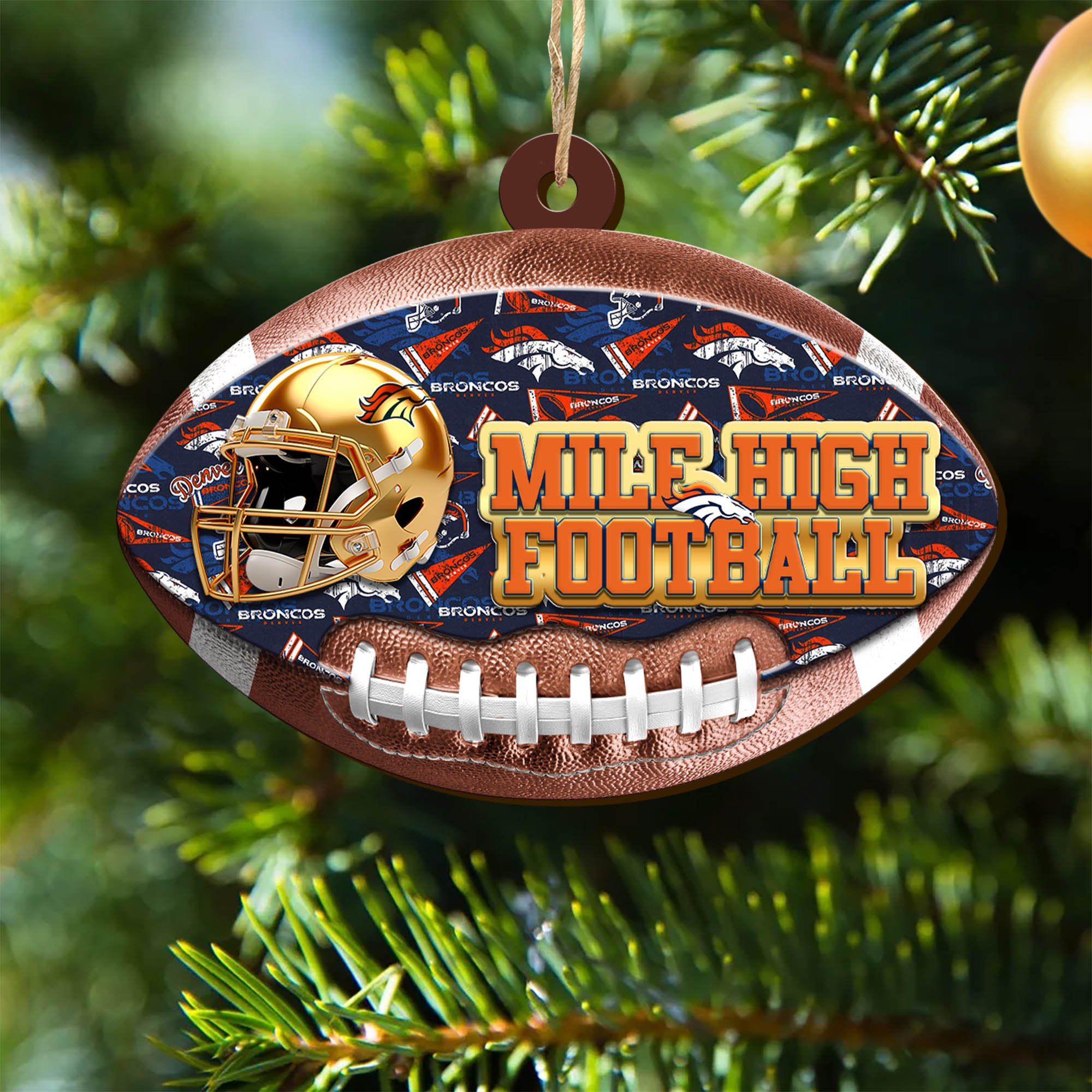 Denver Broncos Wooden Ornament 2024 Version, Christmas Ornament For Football Fan, Hanging Decor ETHY-53500