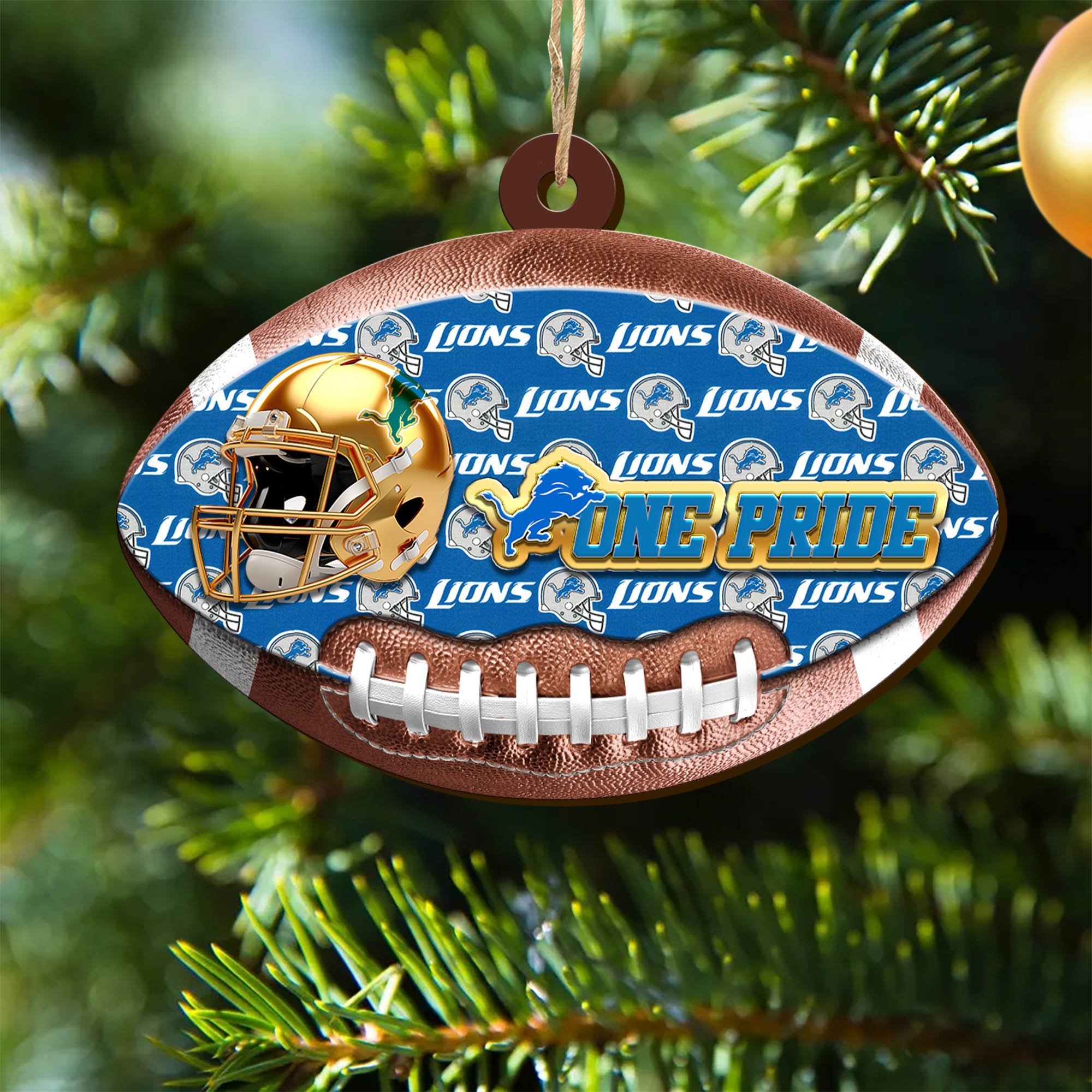Detroit Lions Wooden Ornament 2024 Version, Christmas Ornament For Football Fan, Hanging Decor ETHY-53500