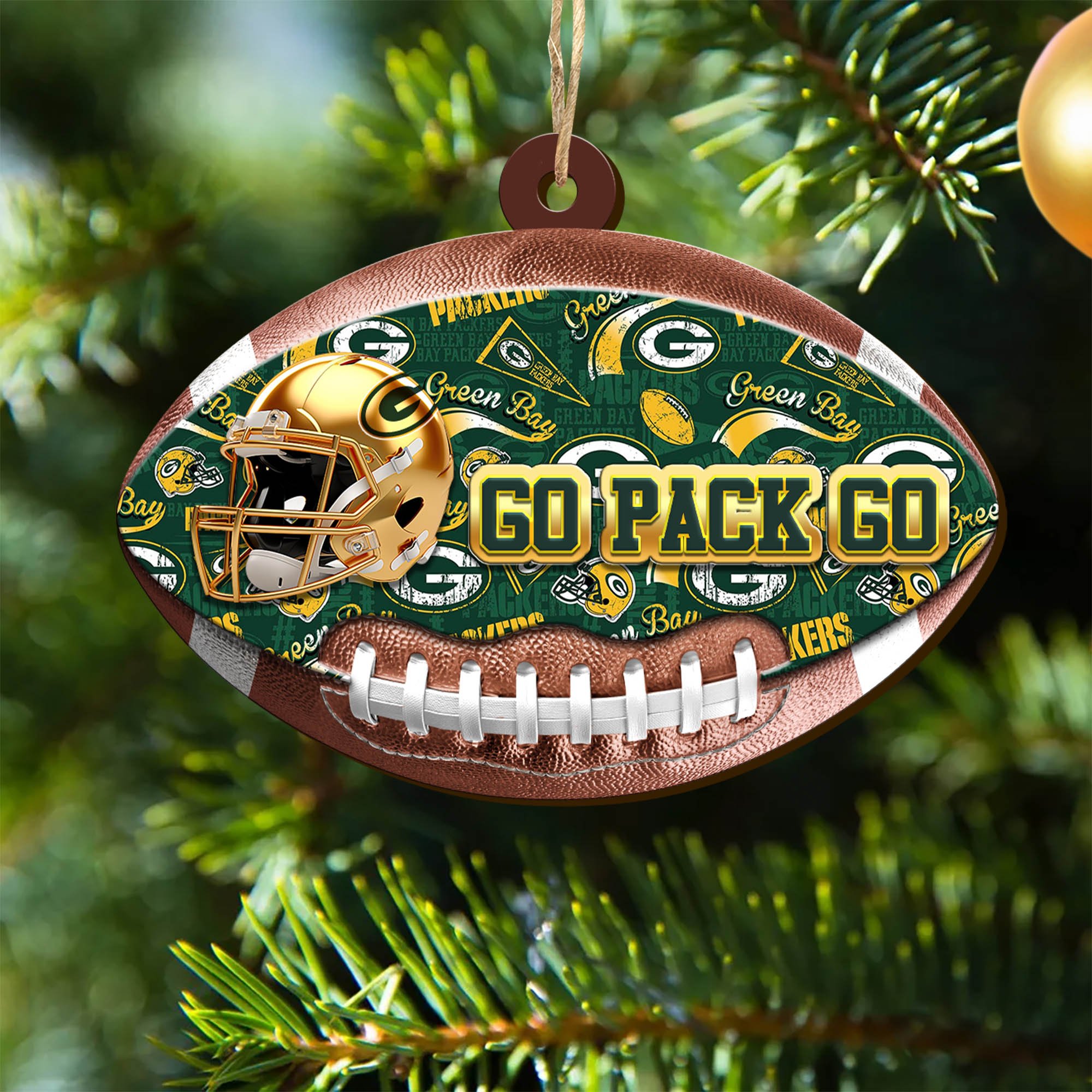 Green Bay Packers Wooden Ornament 2024 Version, Christmas Ornament For Football Fan, Hanging Decor ETHY-53500