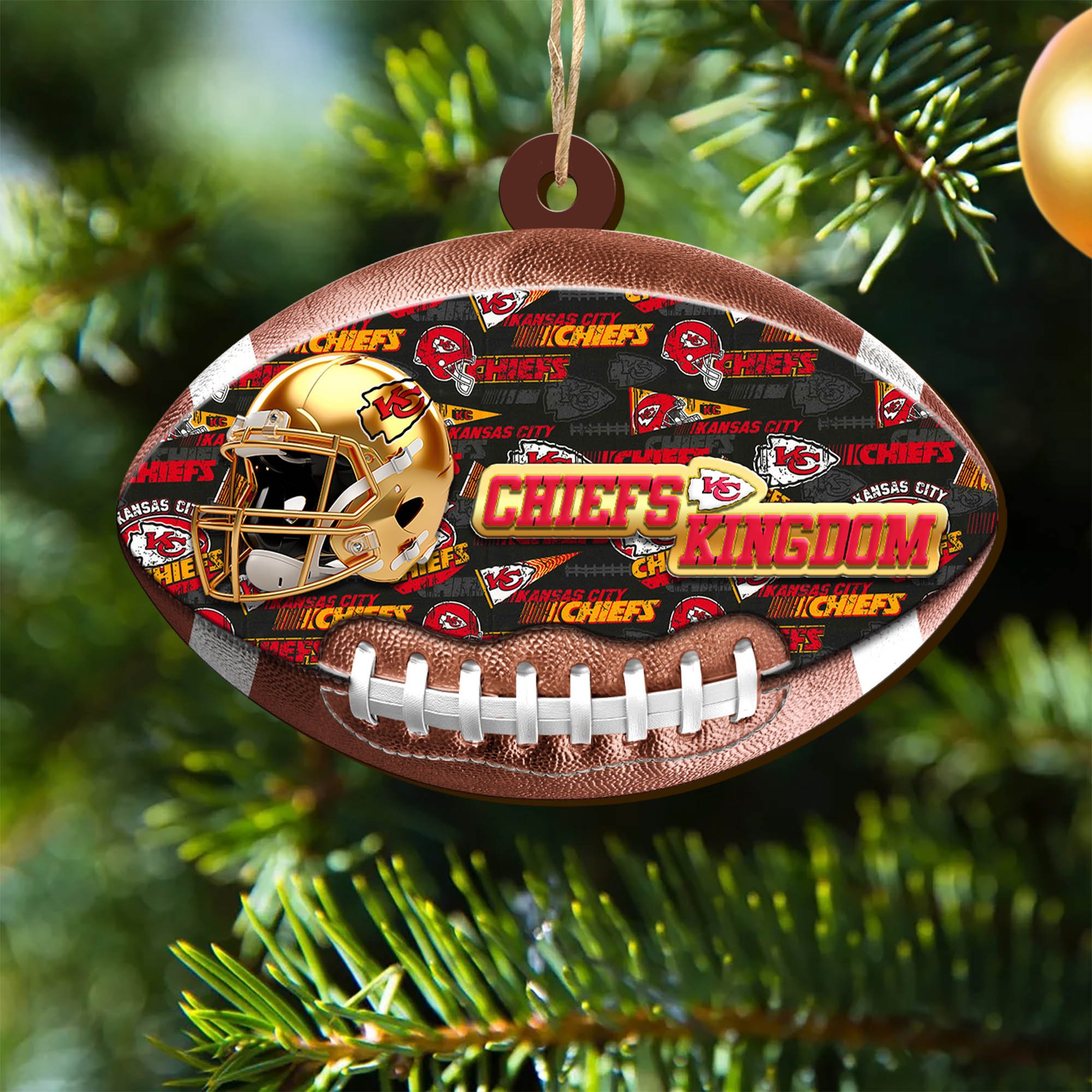Kansas City Chiefs Wooden Ornament 2024 Version, Christmas Ornament For Football Fan, Hanging Decor ETHY-53500