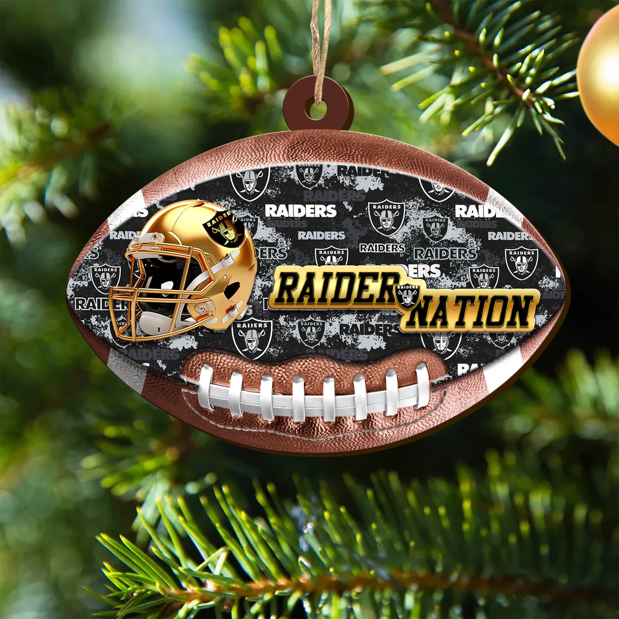 Las Vegas Raiders Wooden Ornament 2024 Version, Christmas Ornament For Football Fan, Hanging Decor ETHY-53500