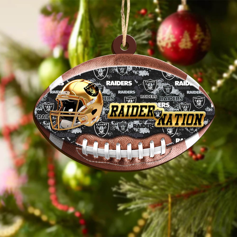 Alternative view of Las Vegas Raiders Wooden Ornament 2024 Version, Christmas Ornament For Football Fan, Hanging Decor ETHY-53500