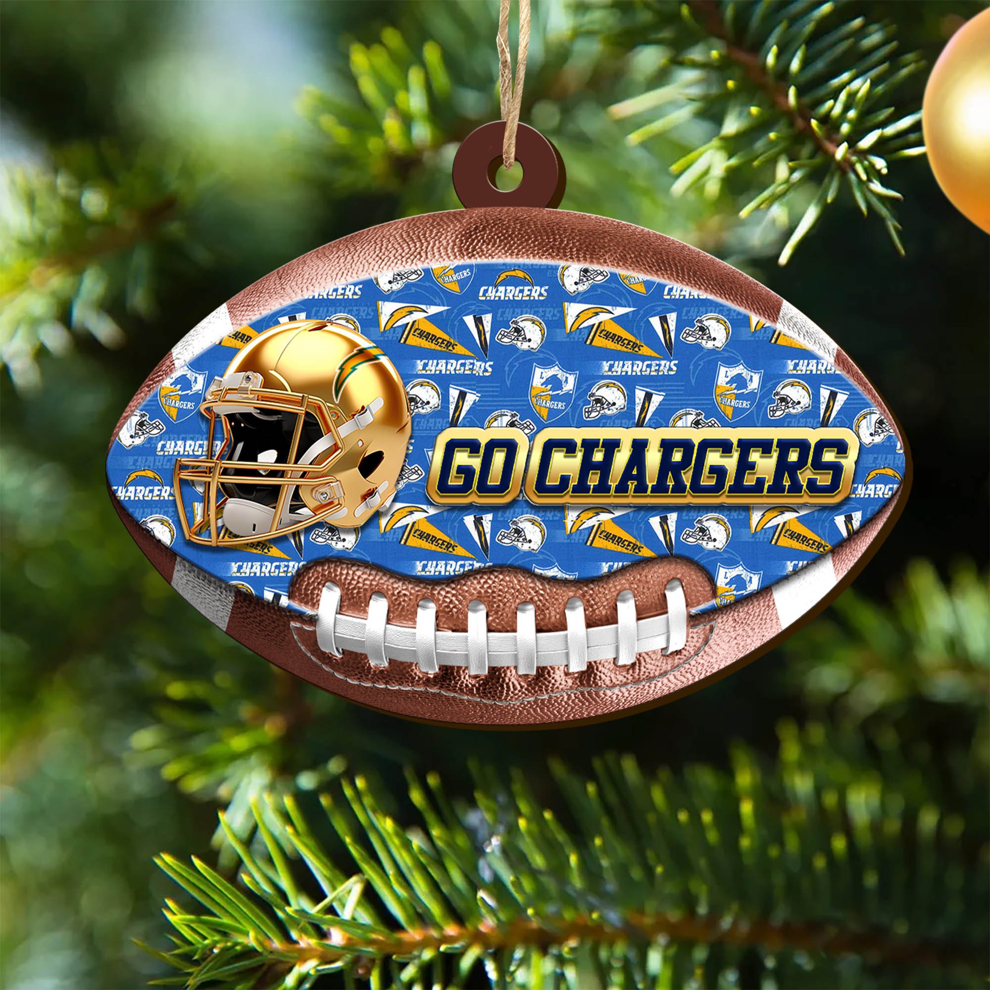 Los Angeles Chargers Wooden Ornament 2024 Version, Christmas Ornament For Football Fan, Hanging Decor ETHY-53500