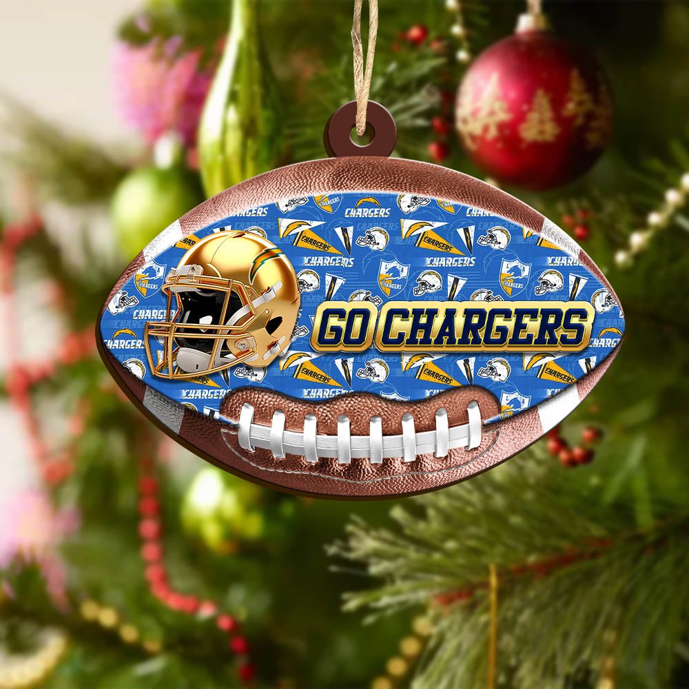 Alternative view of Los Angeles Chargers Wooden Ornament 2024 Version, Christmas Ornament For Football Fan, Hanging Decor ETHY-53500