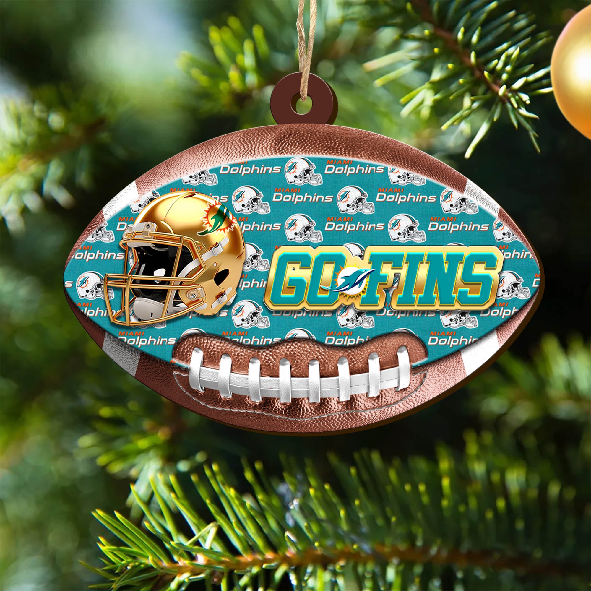 Miami Dolphins Wooden Ornament 2024 Version, Christmas Ornament For Football Fan, Hanging Decor ETHY-53500