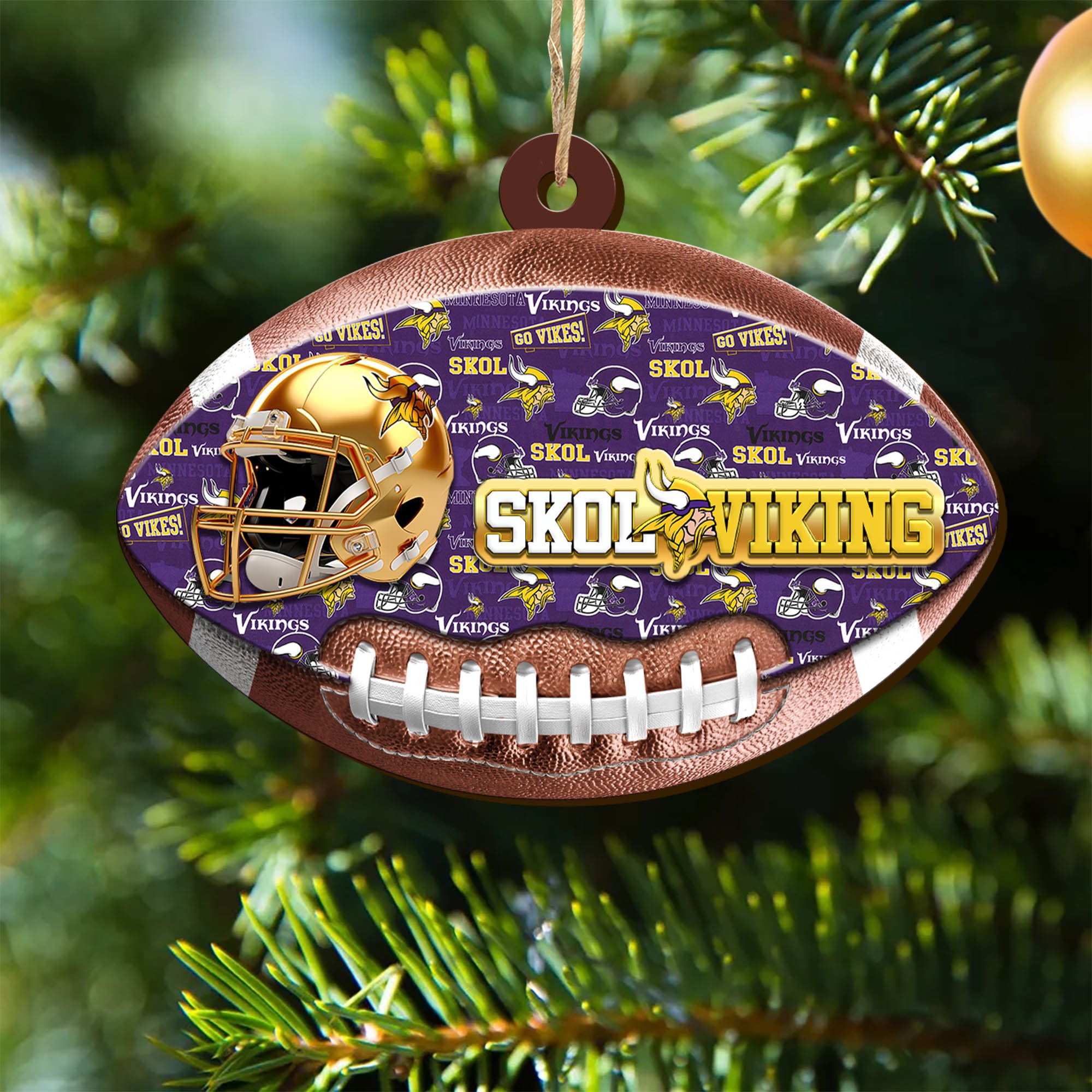 Minnesota Vikings Wooden Ornament 2024 Version, Christmas Ornament For Football Fan, Hanging Decor ETHY-53500