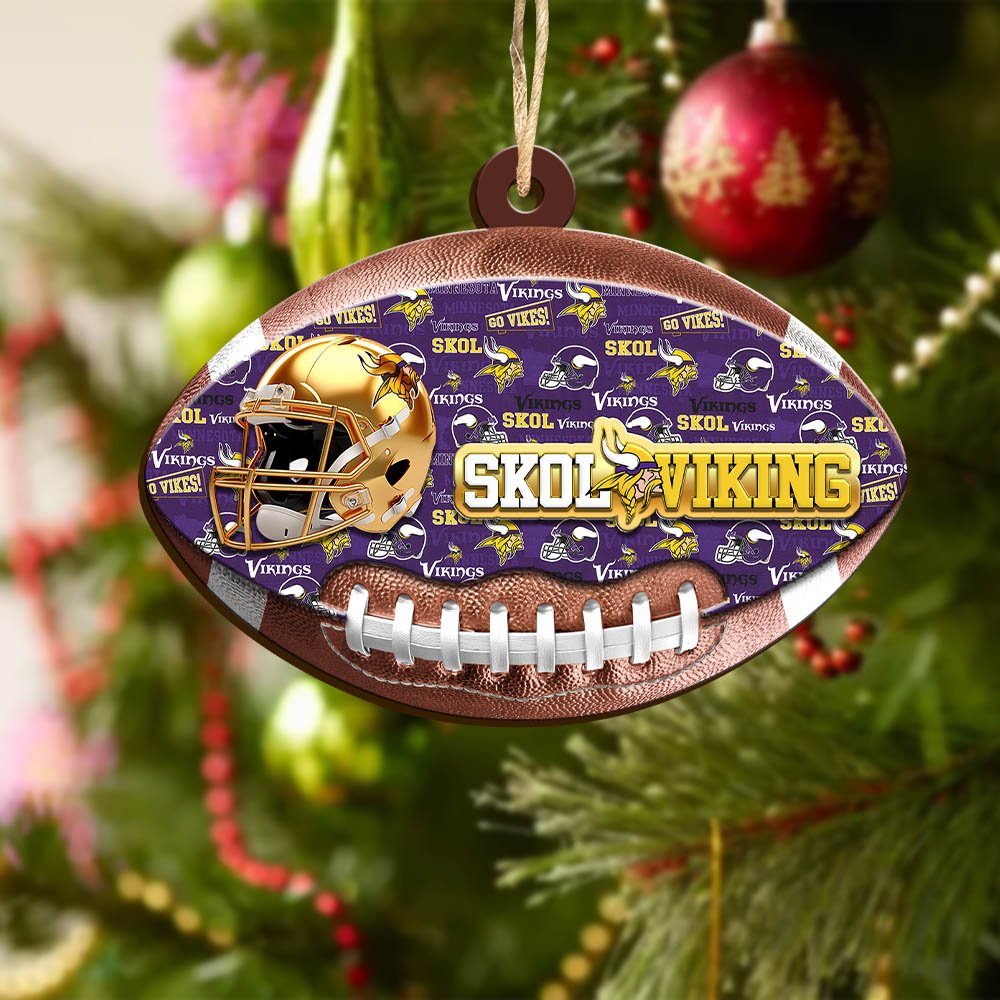 Alternative view of Minnesota Vikings Wooden Ornament 2024 Version, Christmas Ornament For Football Fan, Hanging Decor ETHY-53500
