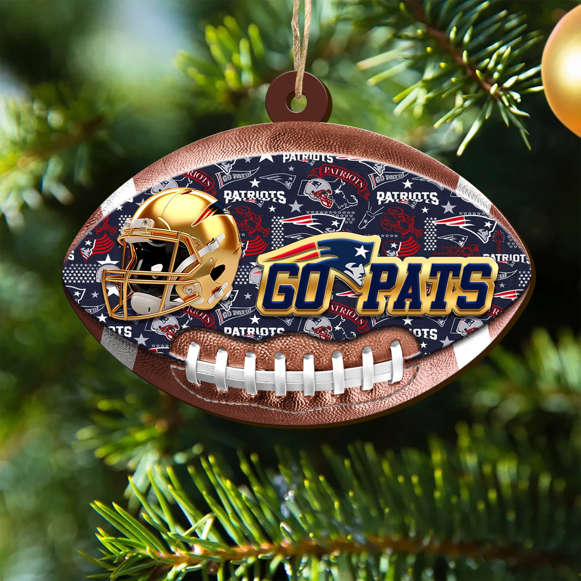 New England Patriots Wooden Ornament 2024 Version, Christmas Ornament For Football Fan, Hanging Decor ETHY-53500