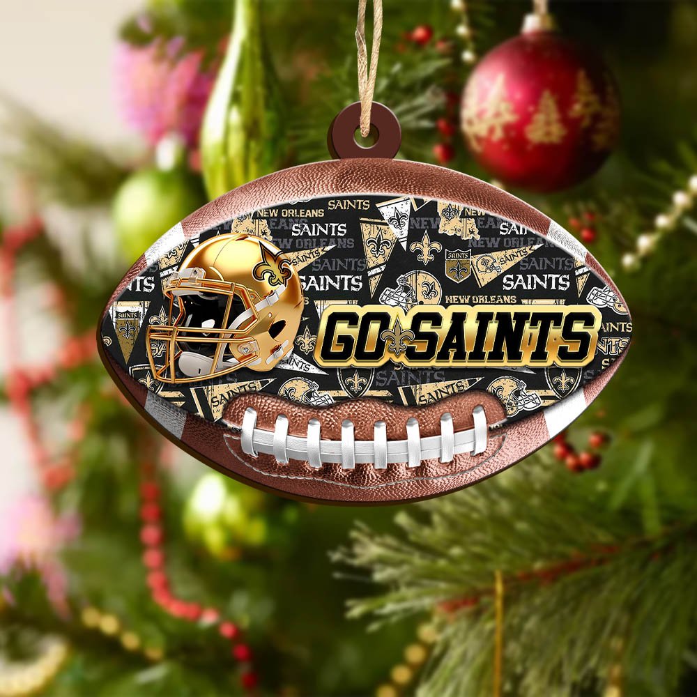 Alternative view of New Orleans Saints Wooden Ornament 2024 Version, Christmas Ornament For Football Fan, Hanging Decor ETHY-53500