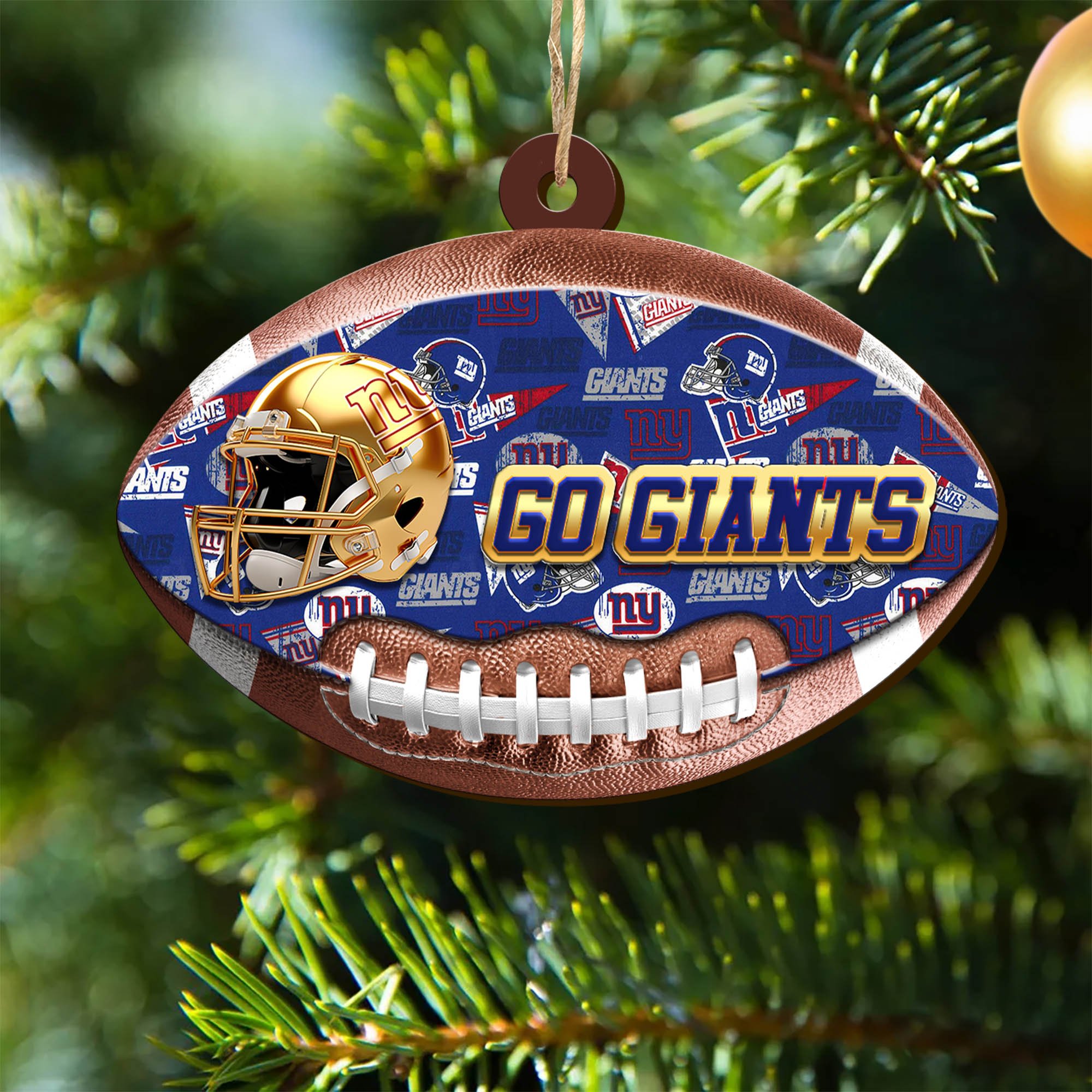 New York Giants Wooden Ornament 2024 Version, Christmas Ornament For Football Fan, Hanging Decor ETHY-53500