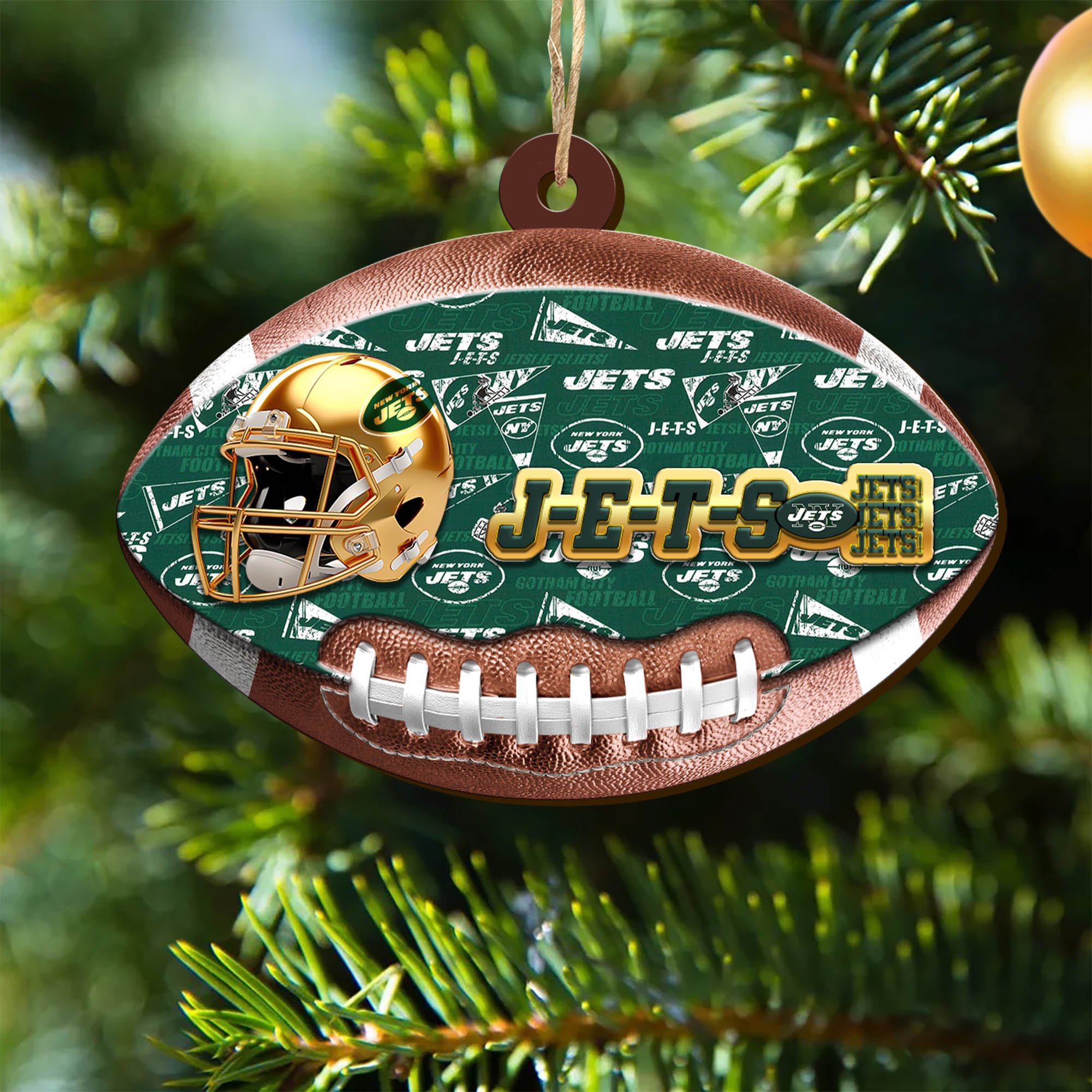 New York Jets Wooden Ornament 2024 Version, Christmas Ornament For Football Fan, Hanging Decor ETHY-53500