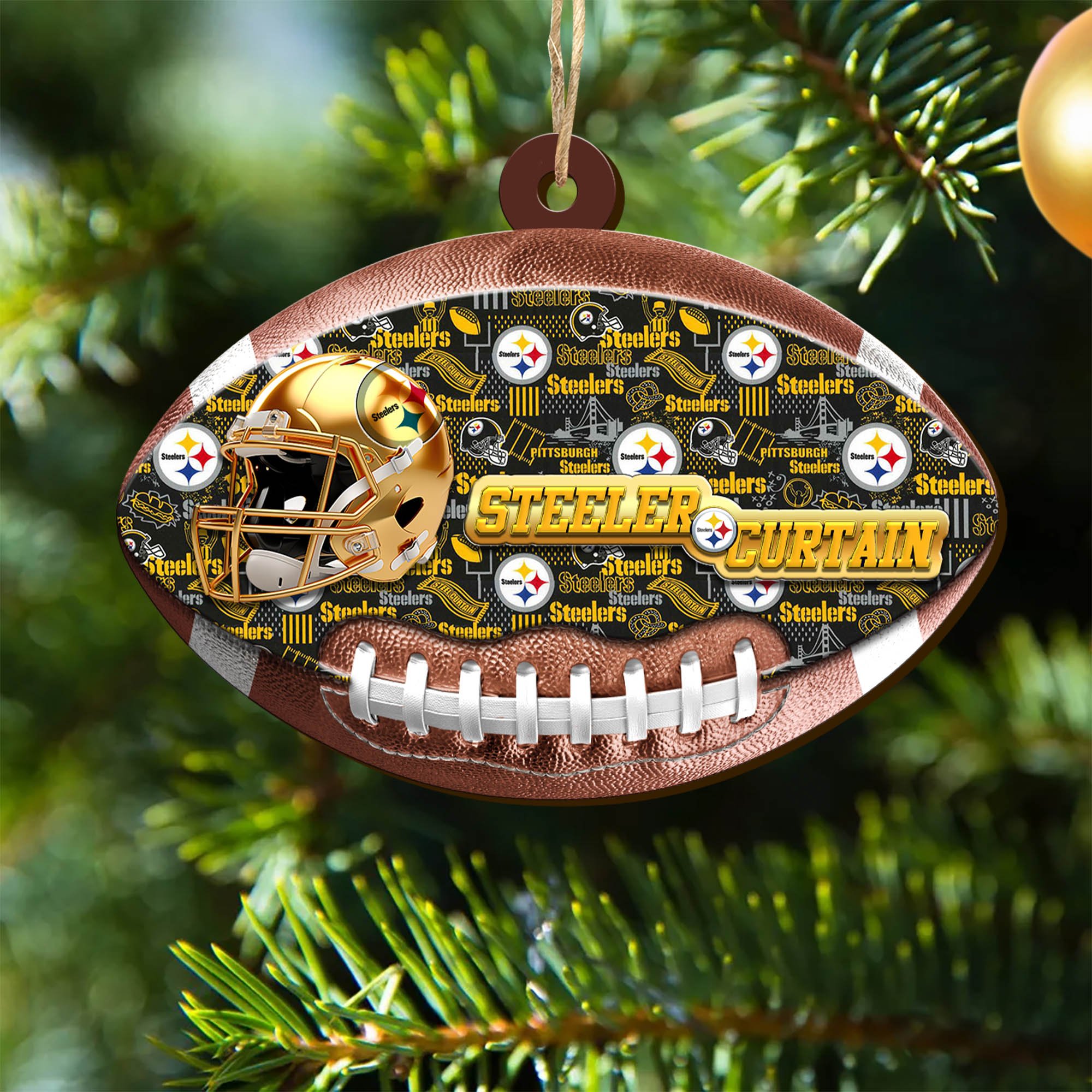 Pittsburgh Steelers Wooden Ornament 2024 Version, Christmas Ornament For Football Fan, Hanging Decor ETHY-53500