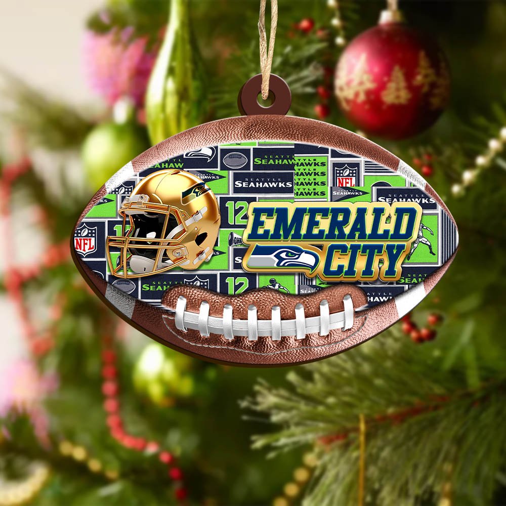 Alternative view of Seattle Seahawks Wooden Ornament 2024 Version, Christmas Ornament For Football Fan, Hanging Decor ETHY-53500