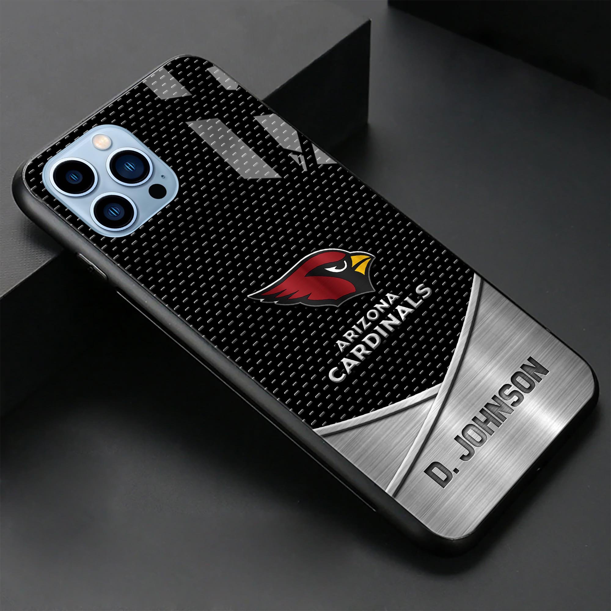 Alternative view of Arizona Cardinals Glass Phone Case 2025 Version Custom Name, Sport Phone Case For Fans, Sport Gifts ETRG-41241