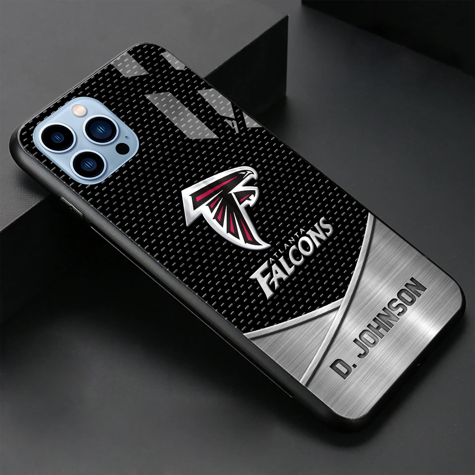 Alternative view of Atlanta Falcons Glass Phone Case 2025 Version Custom Name, Sport Phone Case For Fans, Sport Gifts ETRG-41241
