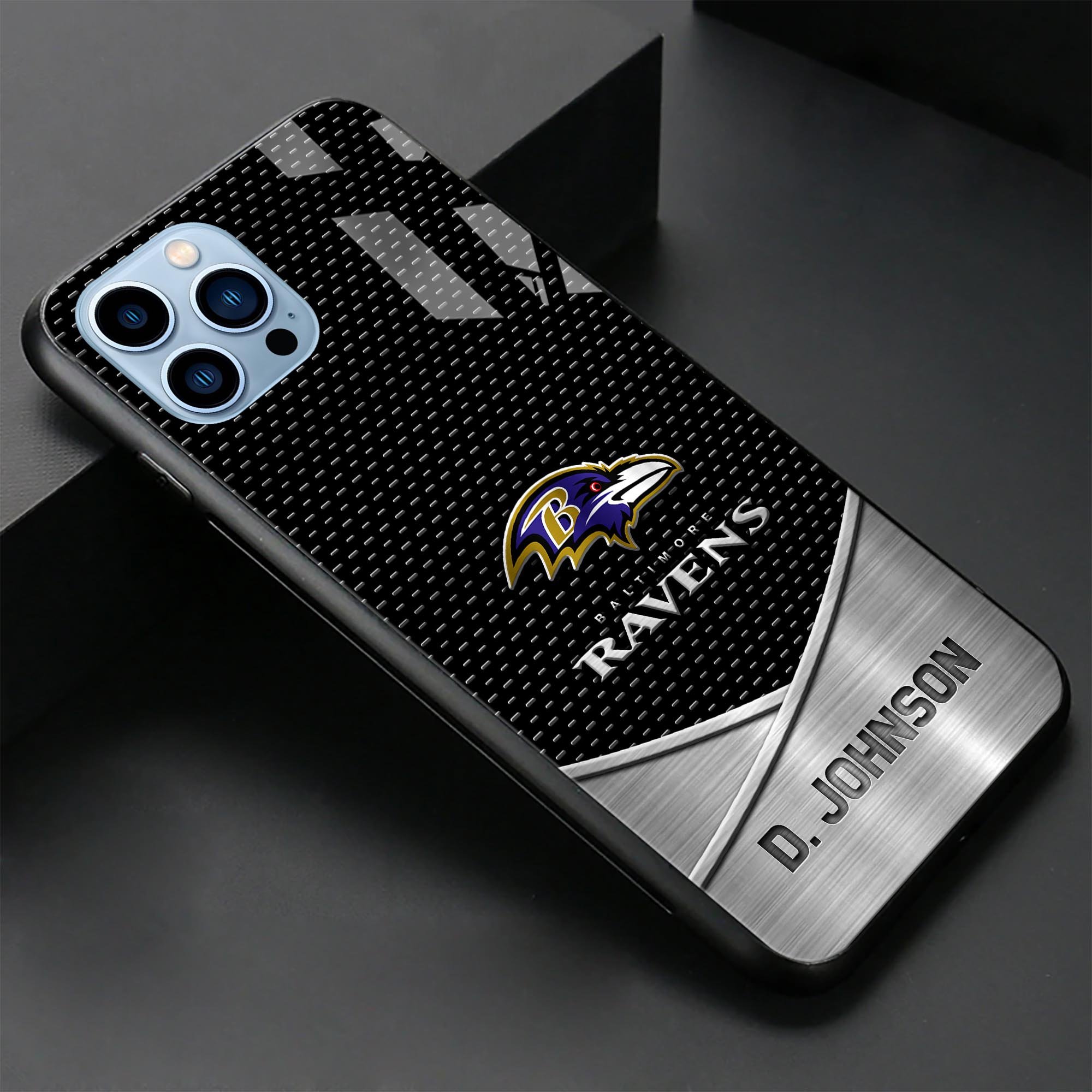 Alternative view of Baltimore Ravens Glass Phone Case 2025 Version Custom Name, Sport Phone Case For Fans, Sport Gifts ETRG-41241