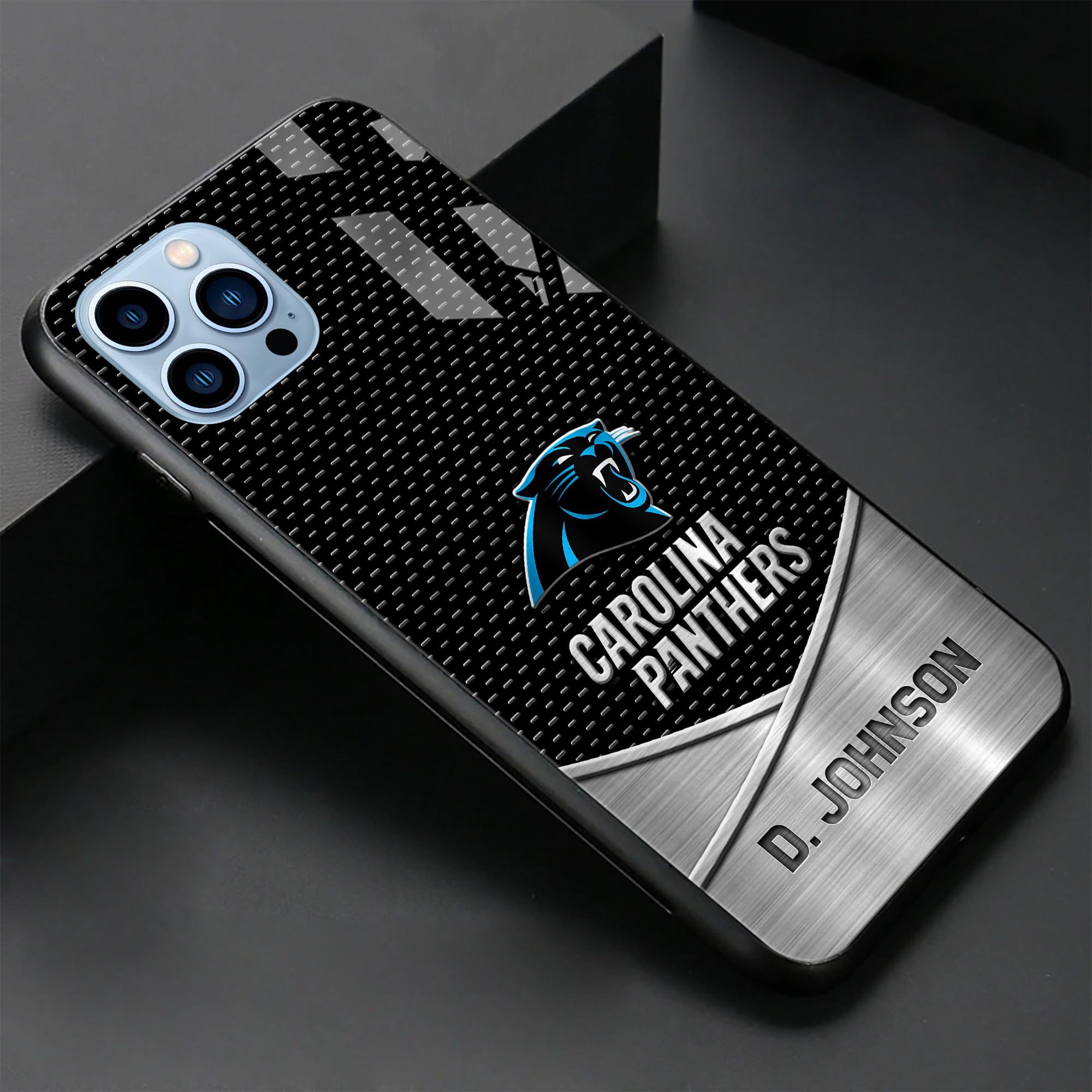 Alternative view of Carolina Panthers Glass Phone Case 2025 Version Custom Name, Sport Phone Case For Fans, Sport Gifts ETRG-41241