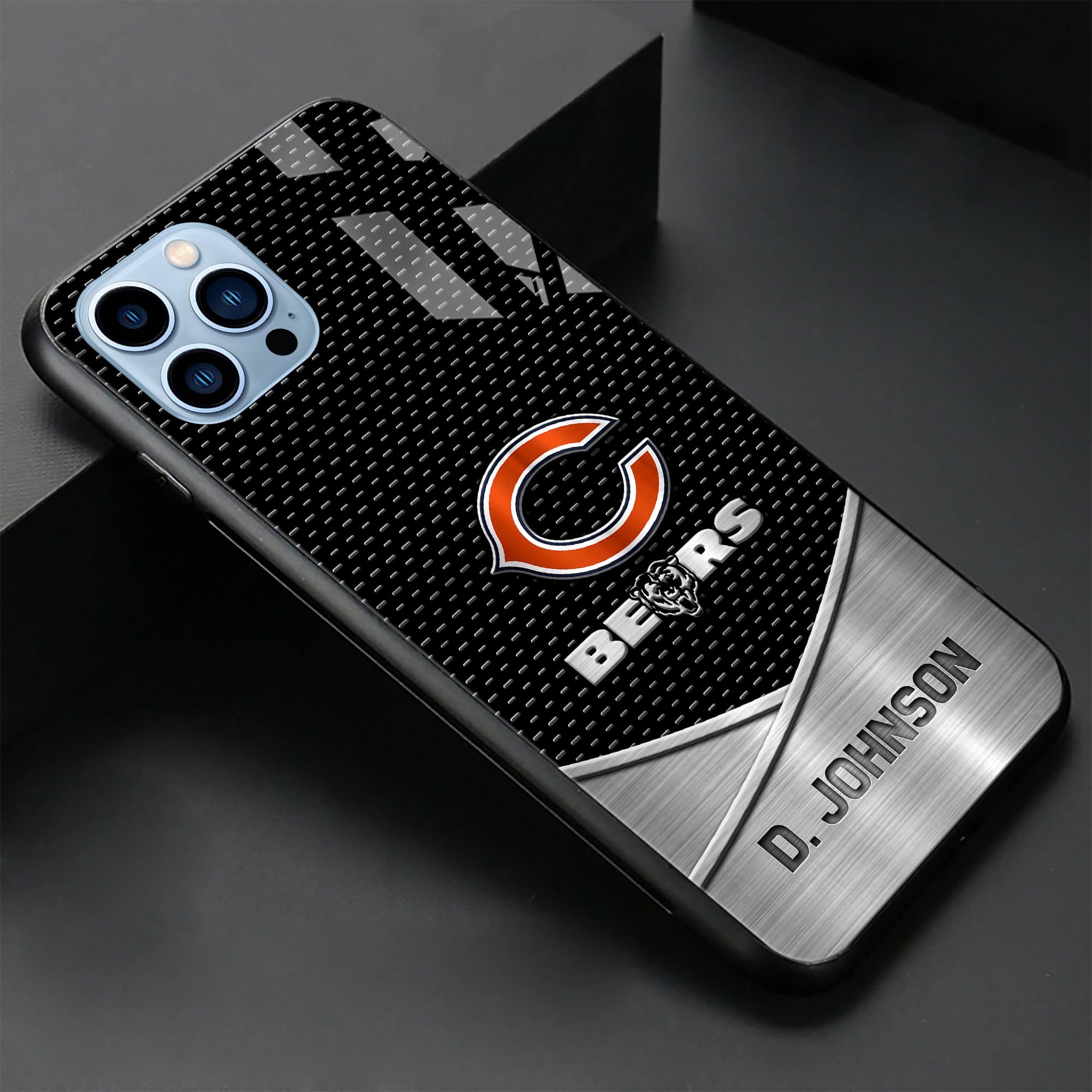 Alternative view of Chicago Bears Glass Phone Case 2025 Version Custom Name, Sport Phone Case For Fans, Sport Gifts ETRG-41241
