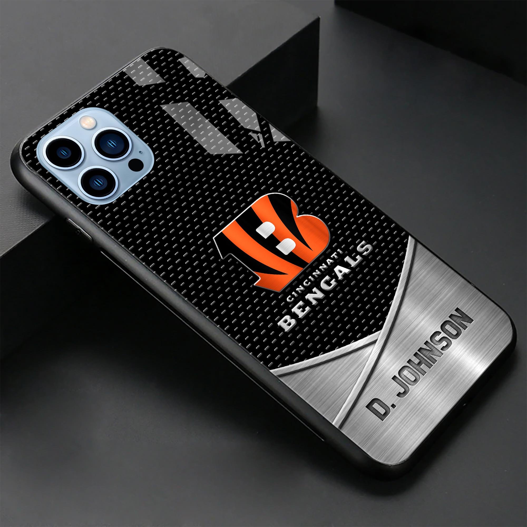 Alternative view of Cincinnati Bengals Glass Phone Case 2025 Version Custom Name, Sport Phone Case, Sport Gifts ETRG-41241