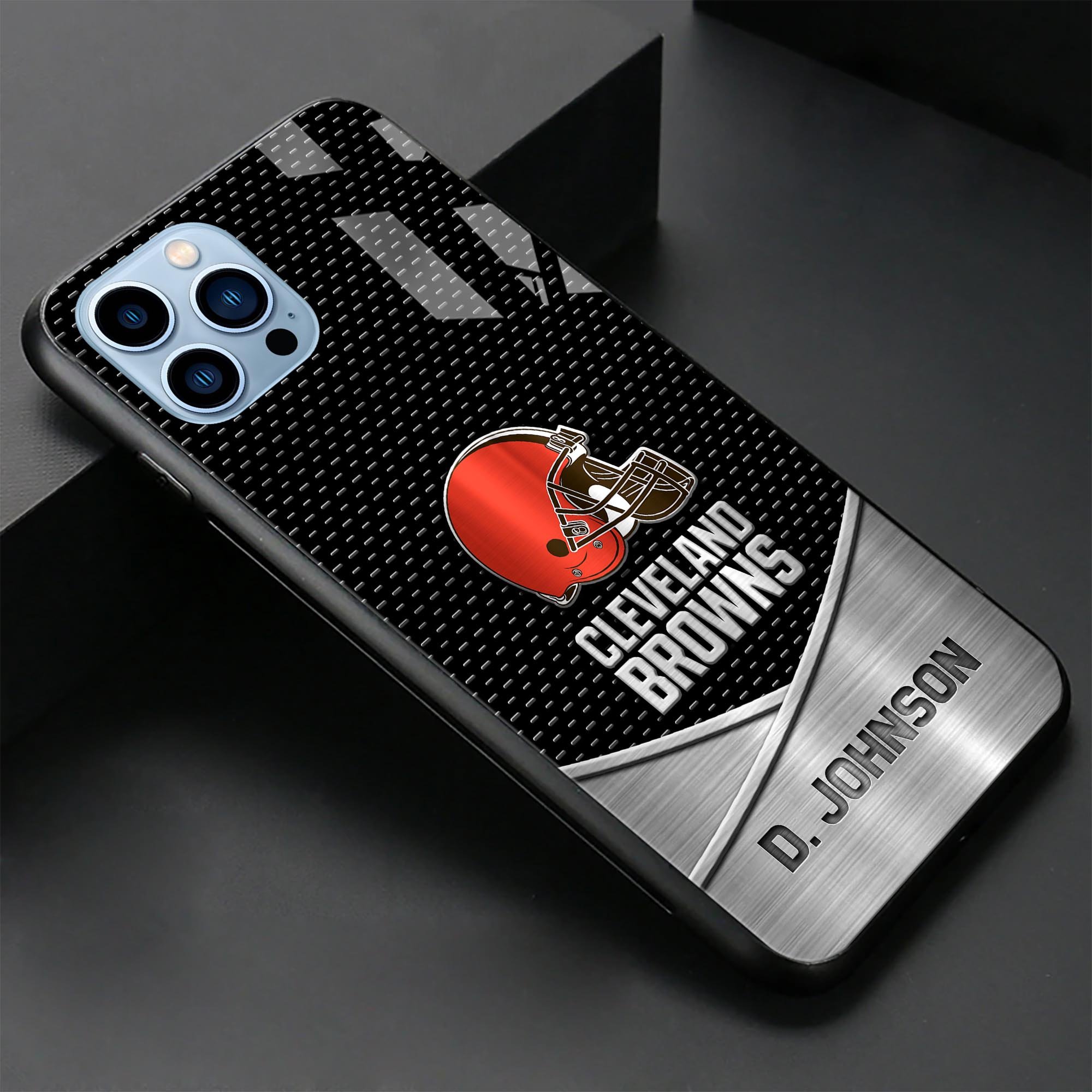 Alternative view of Cleveland Browns Glass Phone Case 2025 Version Custom Name, Sport Phone Case For Fans, Sport Gifts ETRG-41241