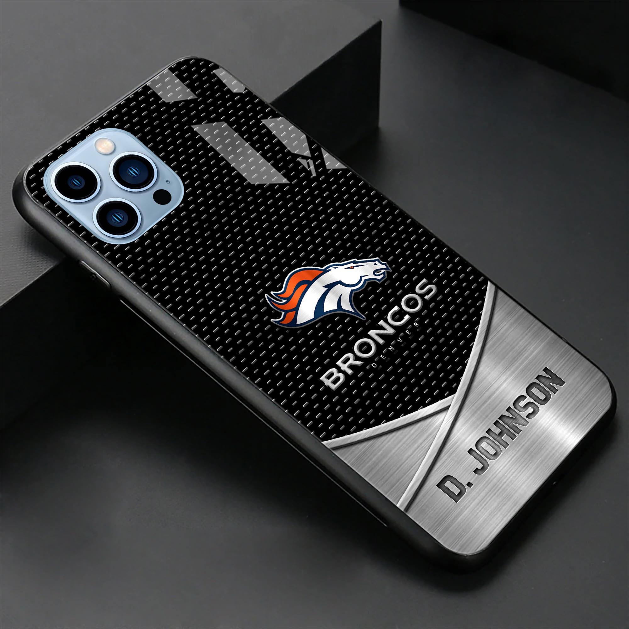 Alternative view of Denver Broncos Glass Phone Case 2025 Version Custom Name, Sport Phone Case For Fans, Sport Gifts ETRG-41241