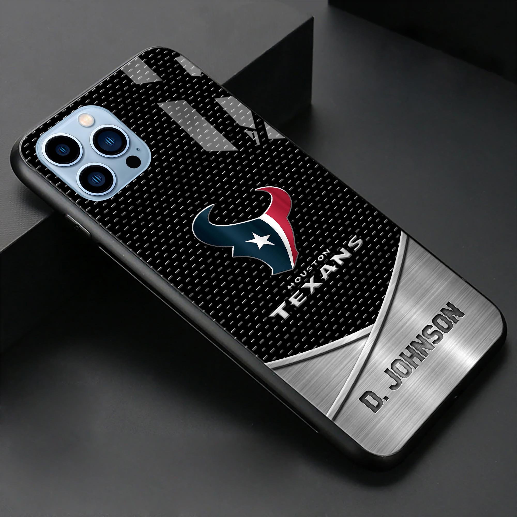 Alternative view of Houston Texans Glass Phone Case 2025 Version Custom Name, Sport Phone Case For Fans, Sport Gifts ETRG-41241