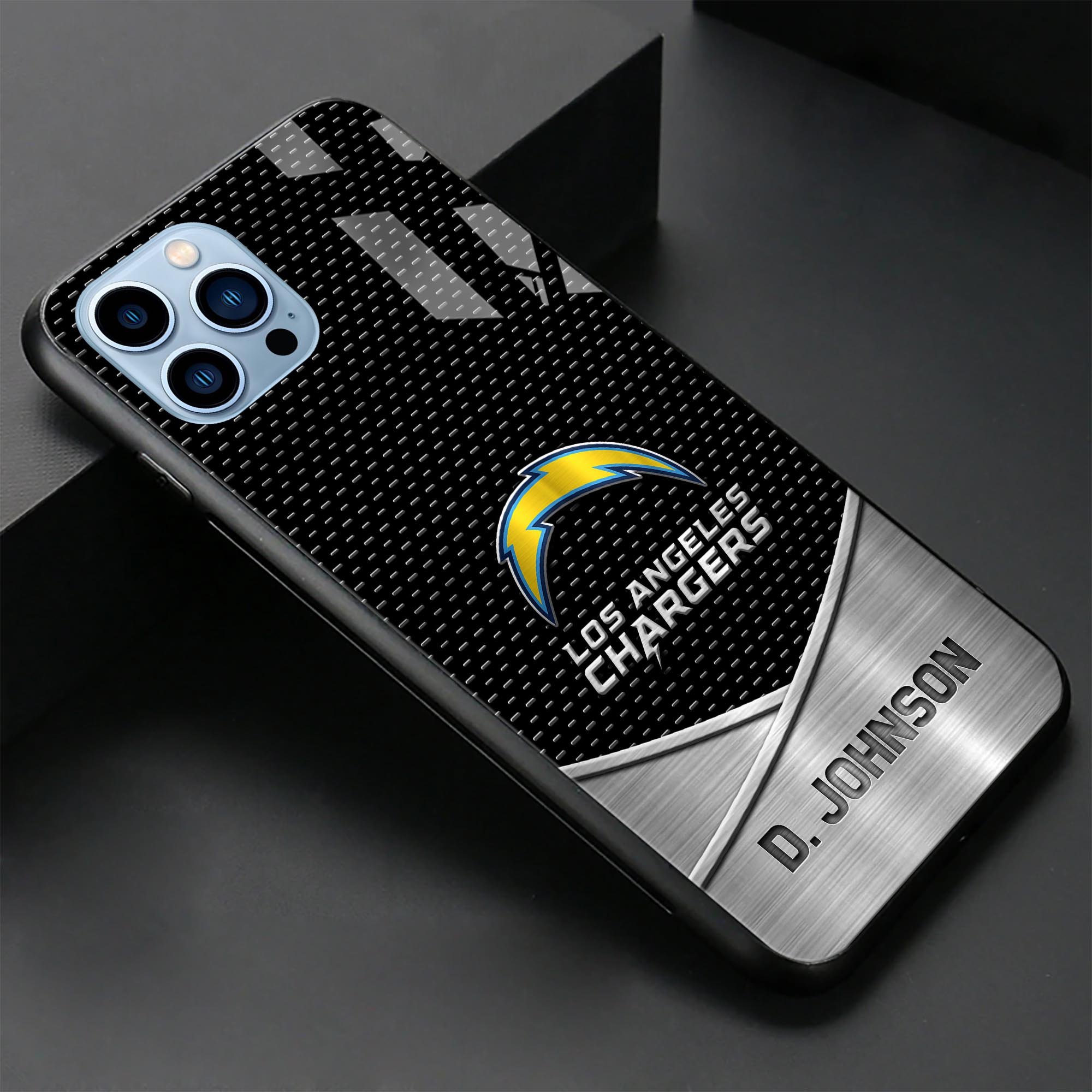 Alternative view of Los Angeles Chargers Glass Phone Case 2025 Version Custom Name, Sport Phone Case, Sport Gifts ETRG-41241