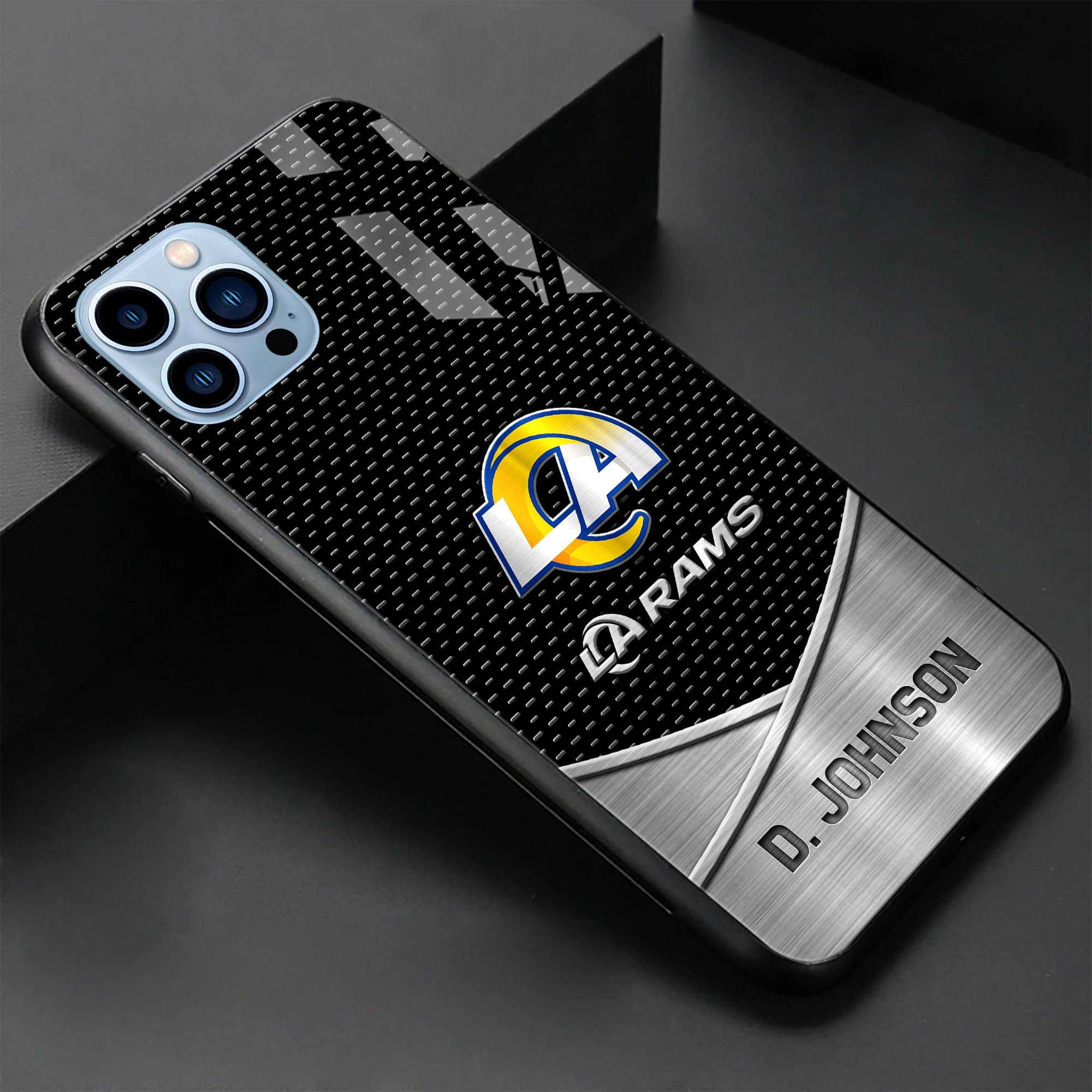 Alternative view of Los Angeles Rams Glass Phone Case 2025 Version Custom Name, Sport Phone Case For Fans, Sport Gifts ETRG-41241