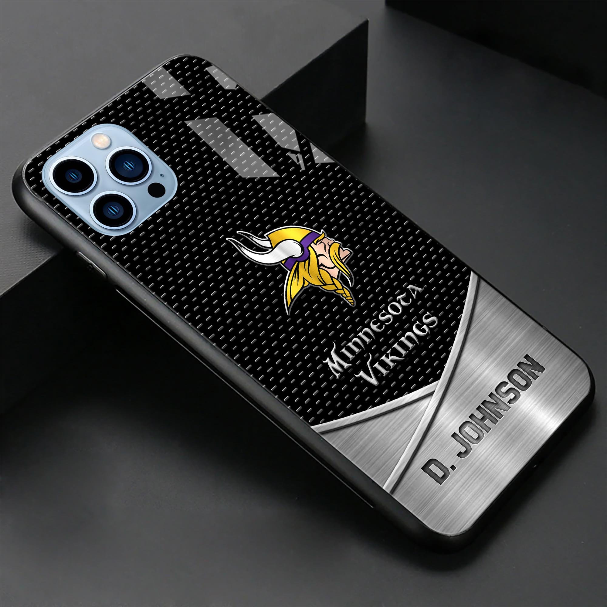Alternative view of Minnesota Vikings Glass Phone Case 2025 Version Custom Name, Sport Phone Case For Fans, Sport Gifts ETRG-41241