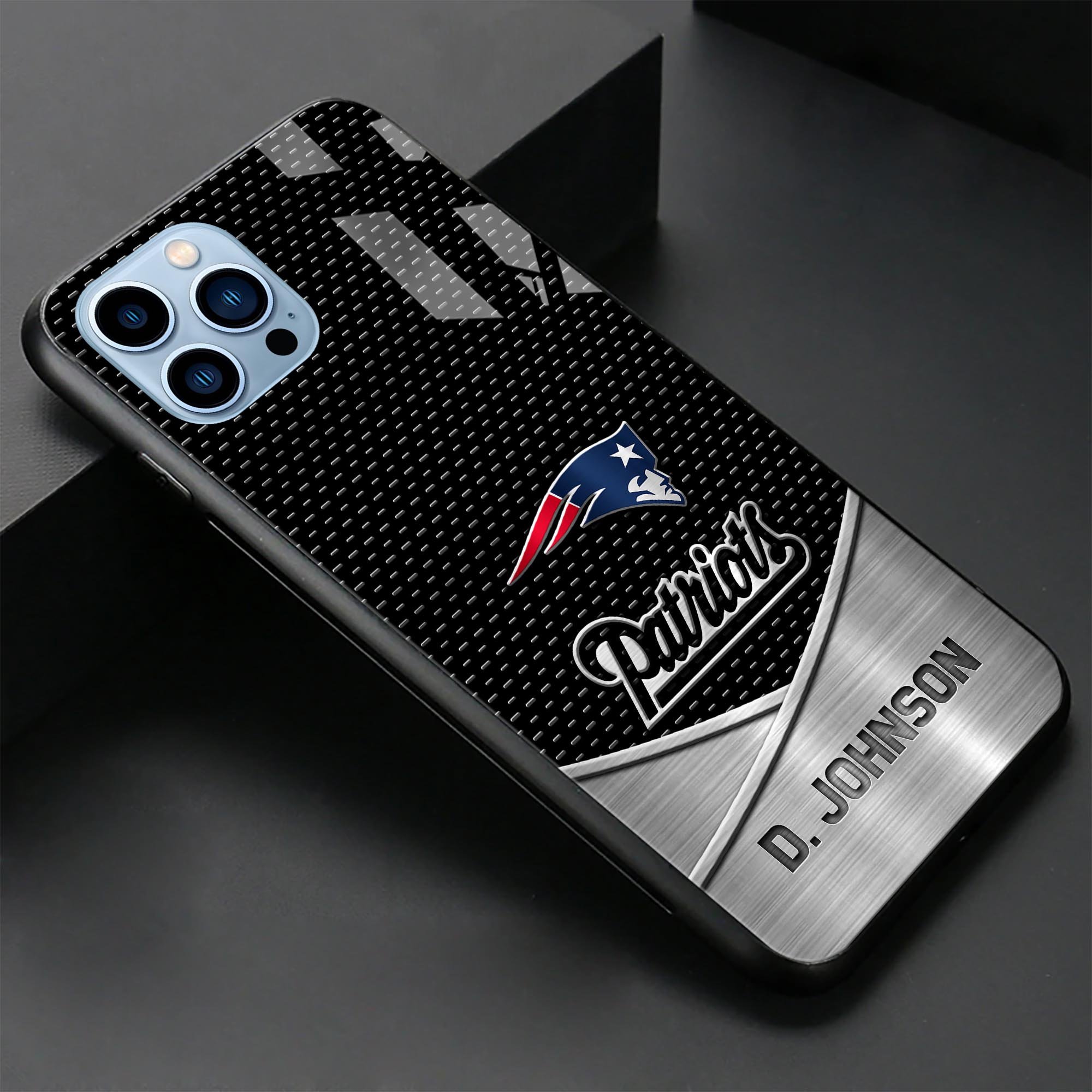 Alternative view of New England Patriots Glass Phone Case 2025 Version Custom Name, Sport Phone Case, Sport Gifts ETRG-41241