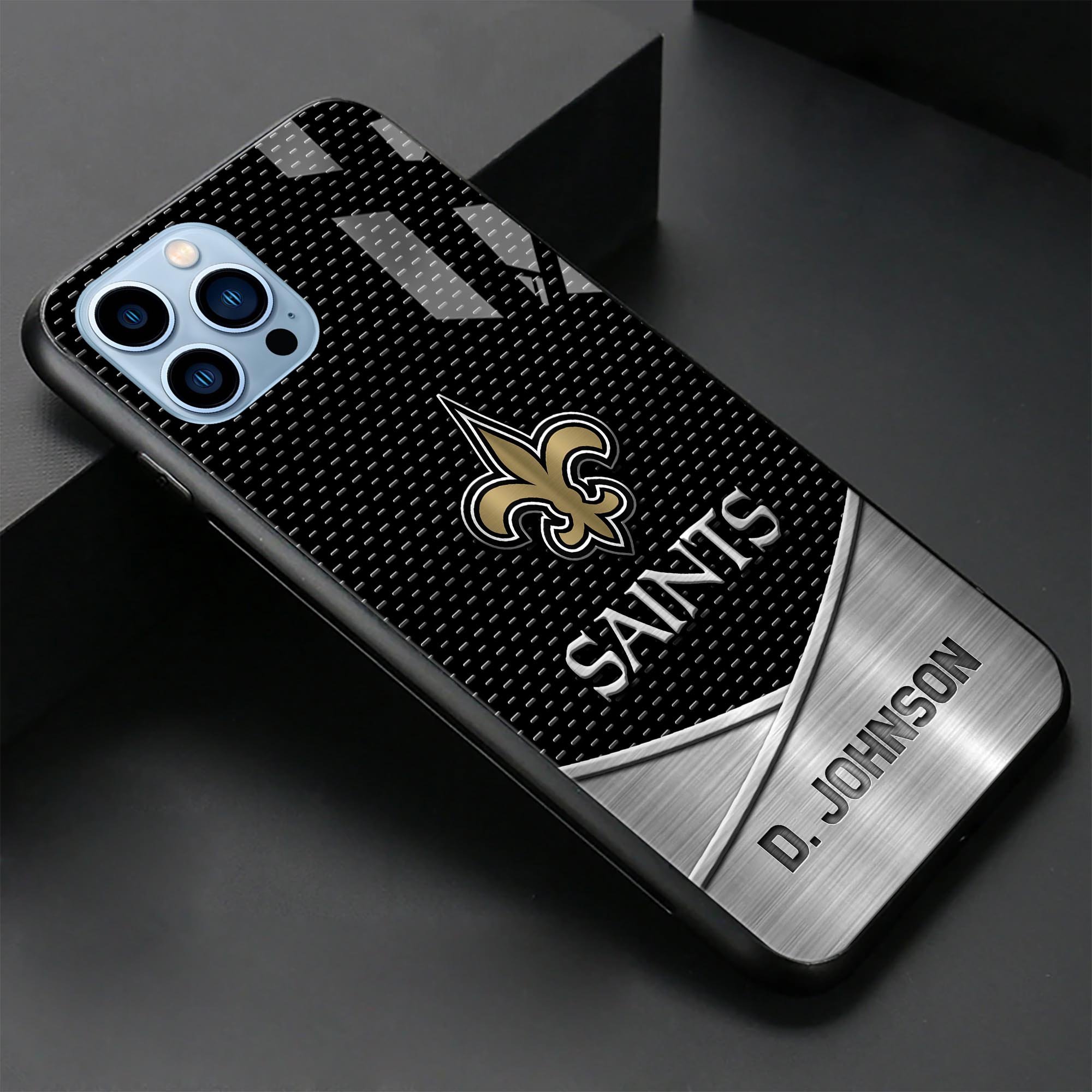 Alternative view of New Orleans Saints Glass Phone Case 2025 Version Custom Name, Sport Phone Case, Sport Gifts ETRG-41241